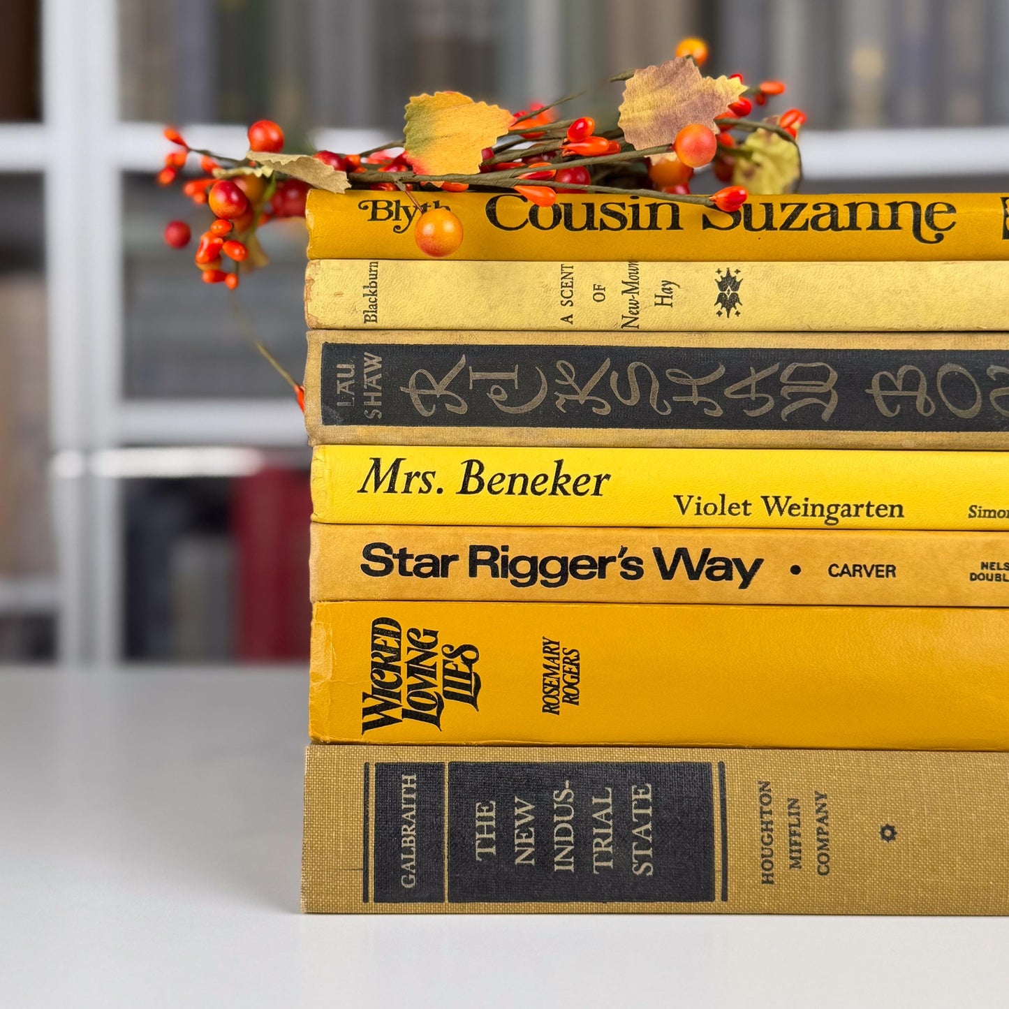 Sunny Yellow and Mustard Vintage Book Bundle – Bold, Retro, Happy Shelf Styling