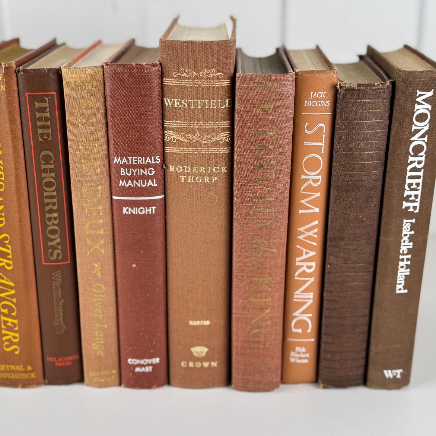 Vintage Brown Book Set, Autumn Rustic Bookshelf Decor, Shelf Styling Books by Color in Brown & Rust Tones