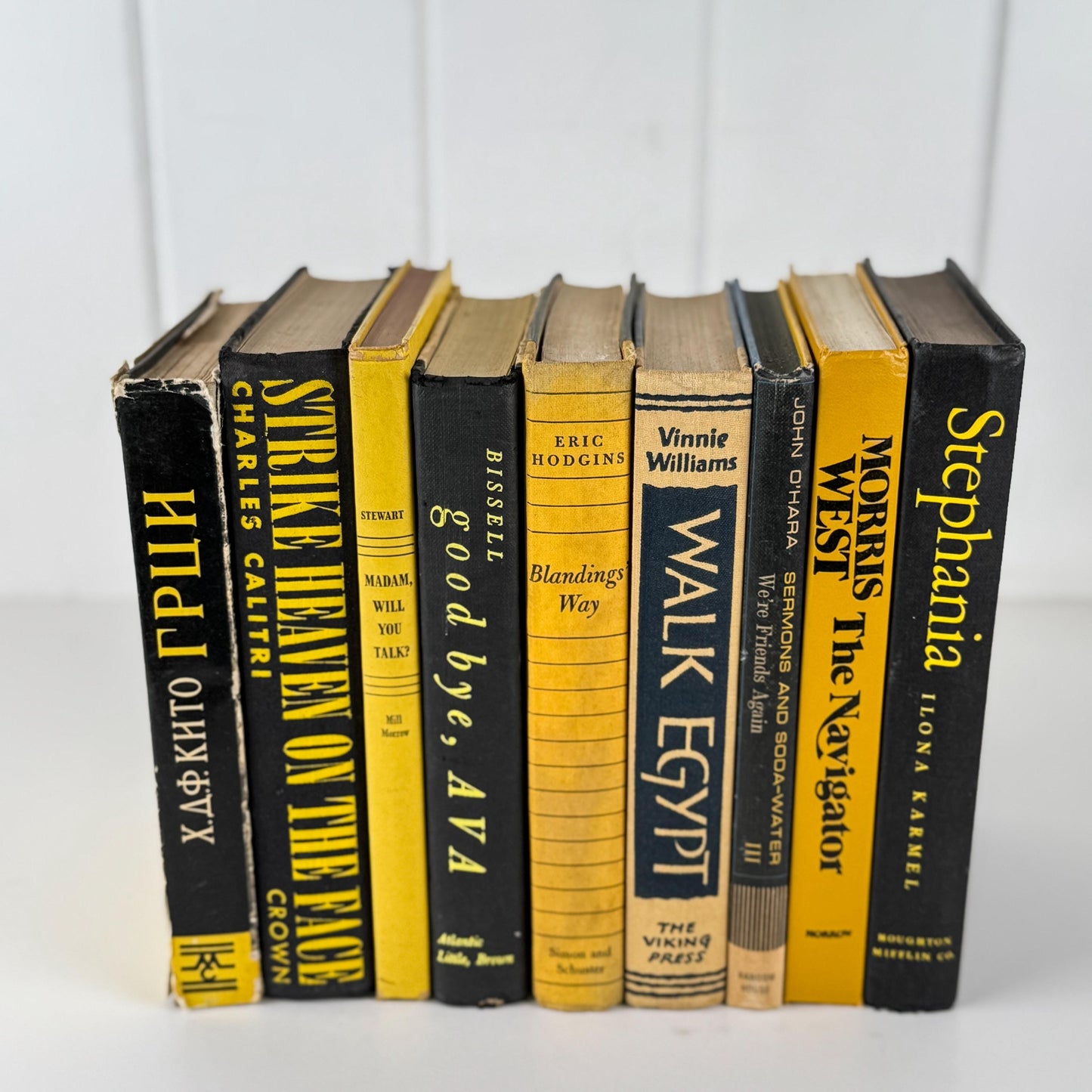 Vintage Black and Yellow Book Set • Bold Shelf Styling Books • Retro Home Decor • Books by Color • Vintage Decorative Books