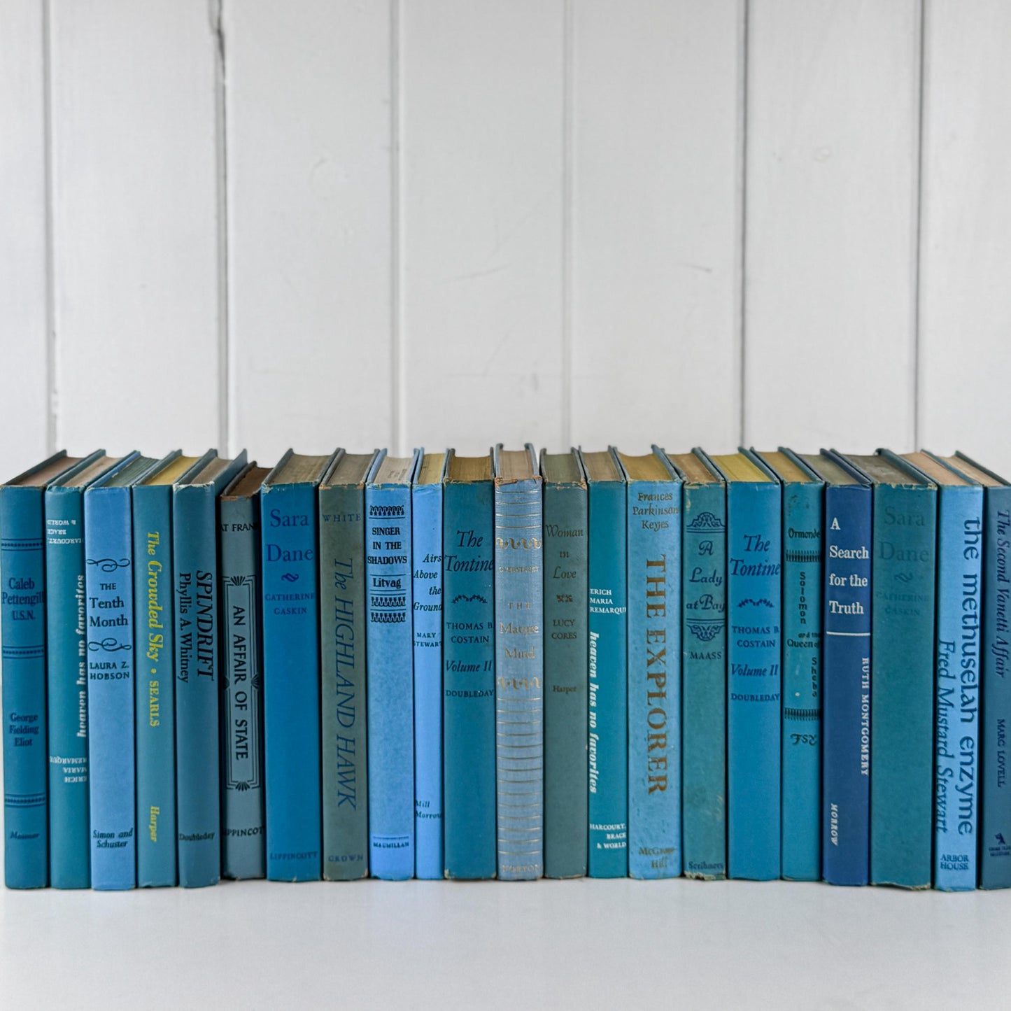 Retro Vintage Blue Book Set • Shelf Styling Books • 1960s Large Book Set by Color