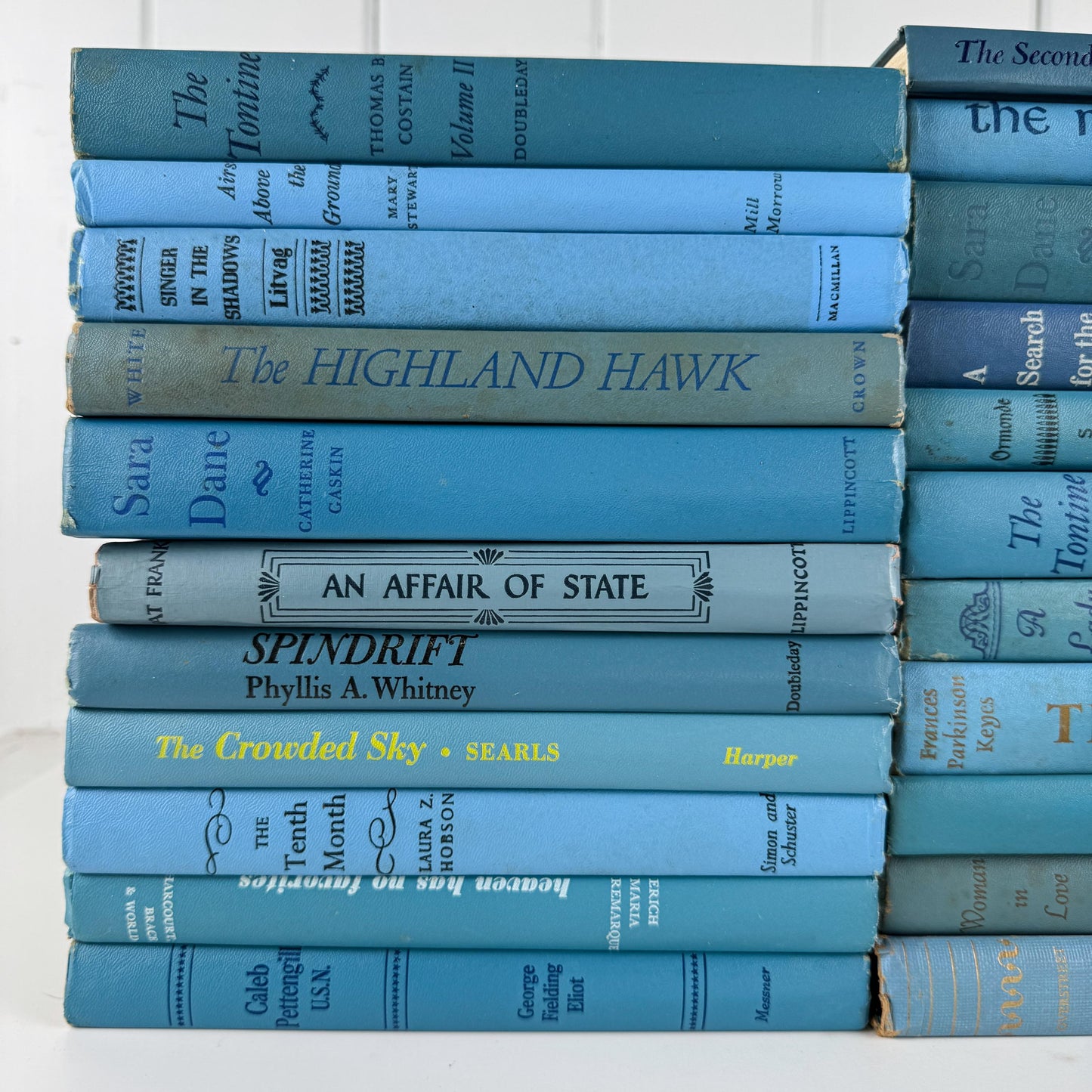 Retro Vintage Blue Book Set • Shelf Styling Books • 1960s Large Book Set by Color