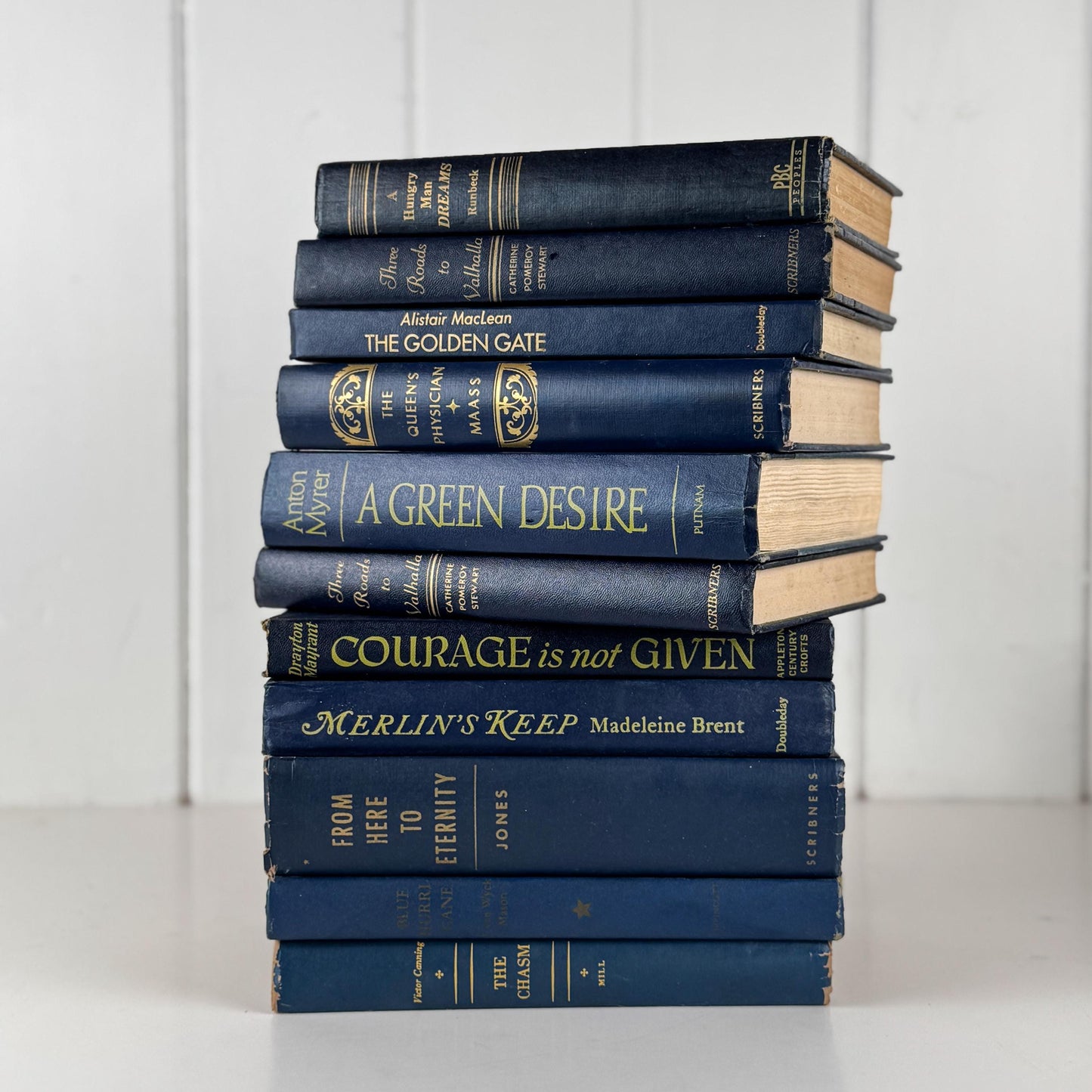 Vintage Retro Navy Blue Book Set • Classic Decorative Books • Shelf Styling & Staging Decor • Books by Color