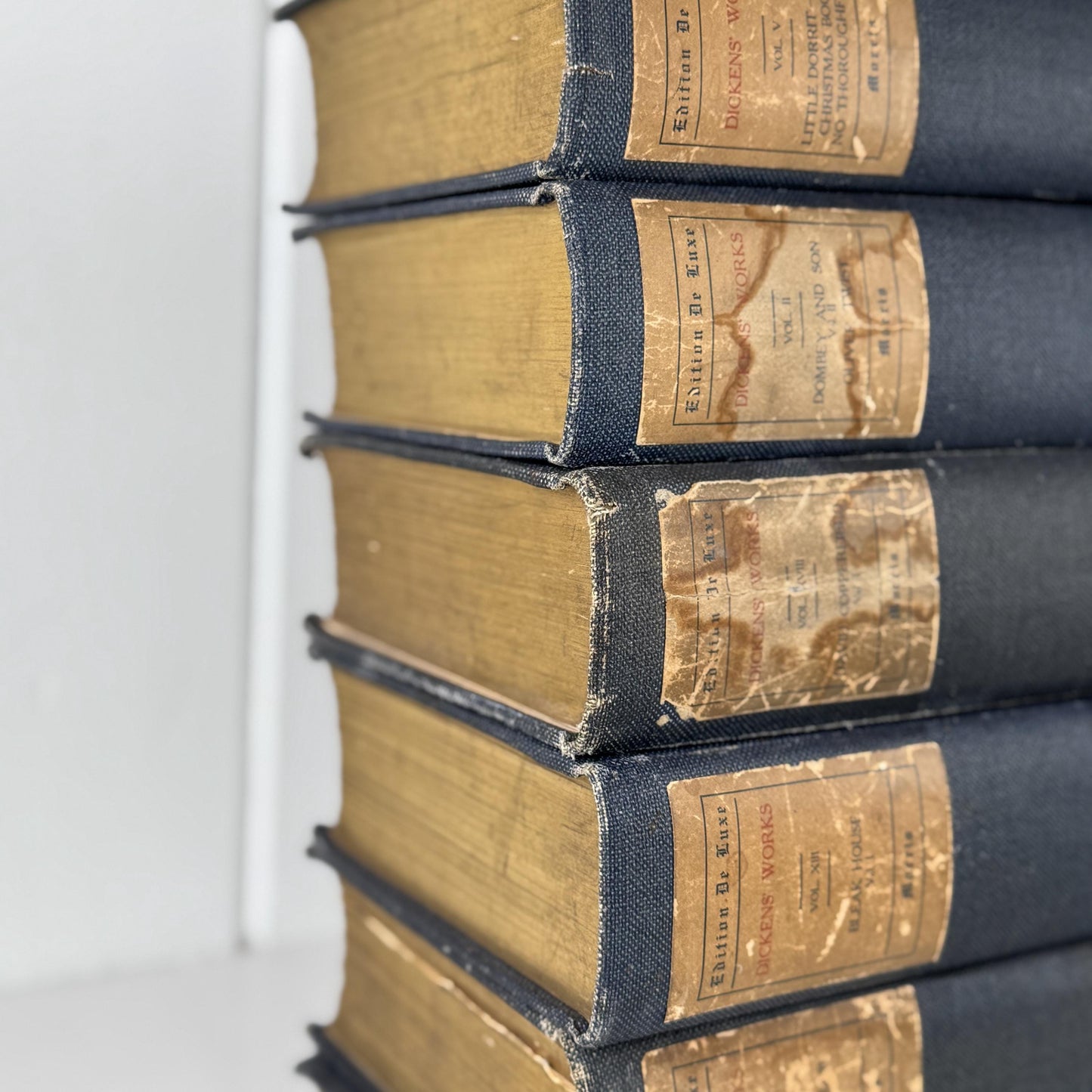 Navy Blue The Works of Charles Dickens Antique Book Set, International Book Company