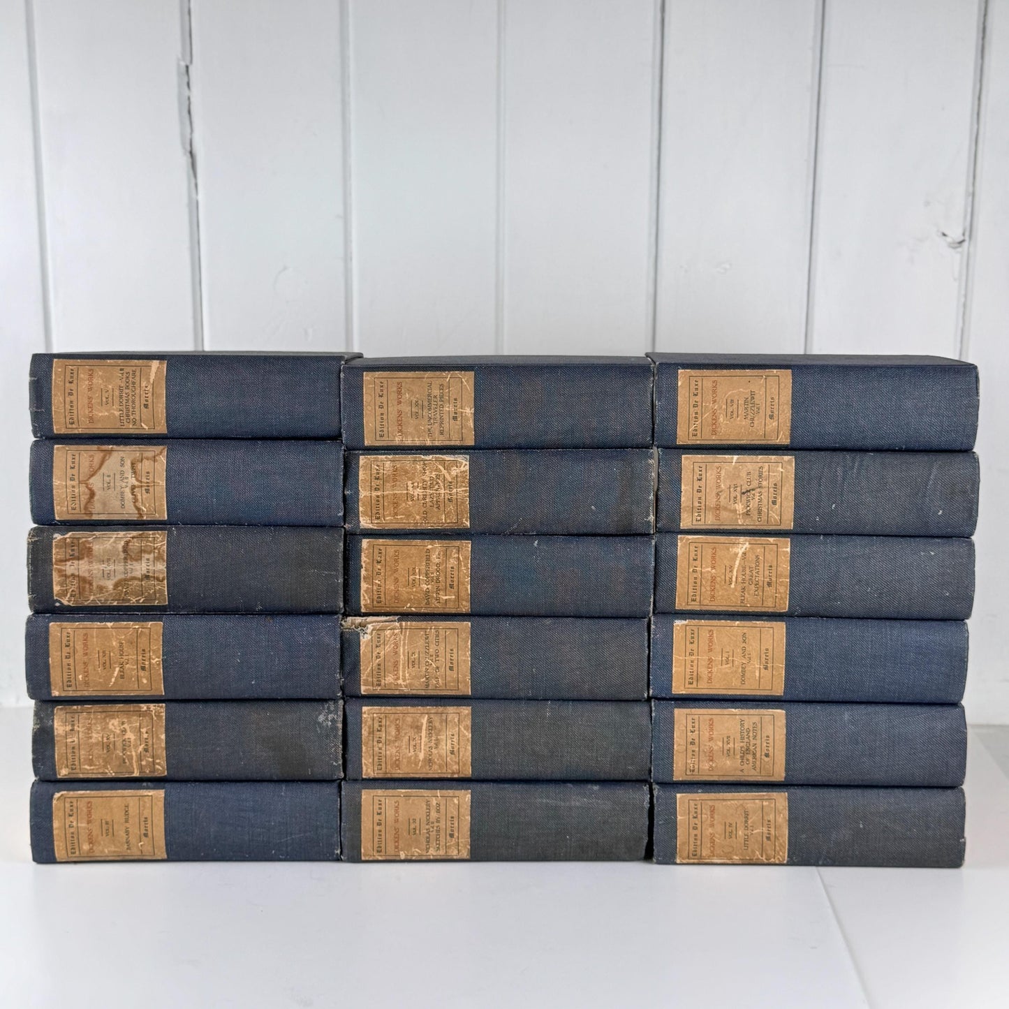 Navy Blue The Works of Charles Dickens Antique Book Set, International Book Company