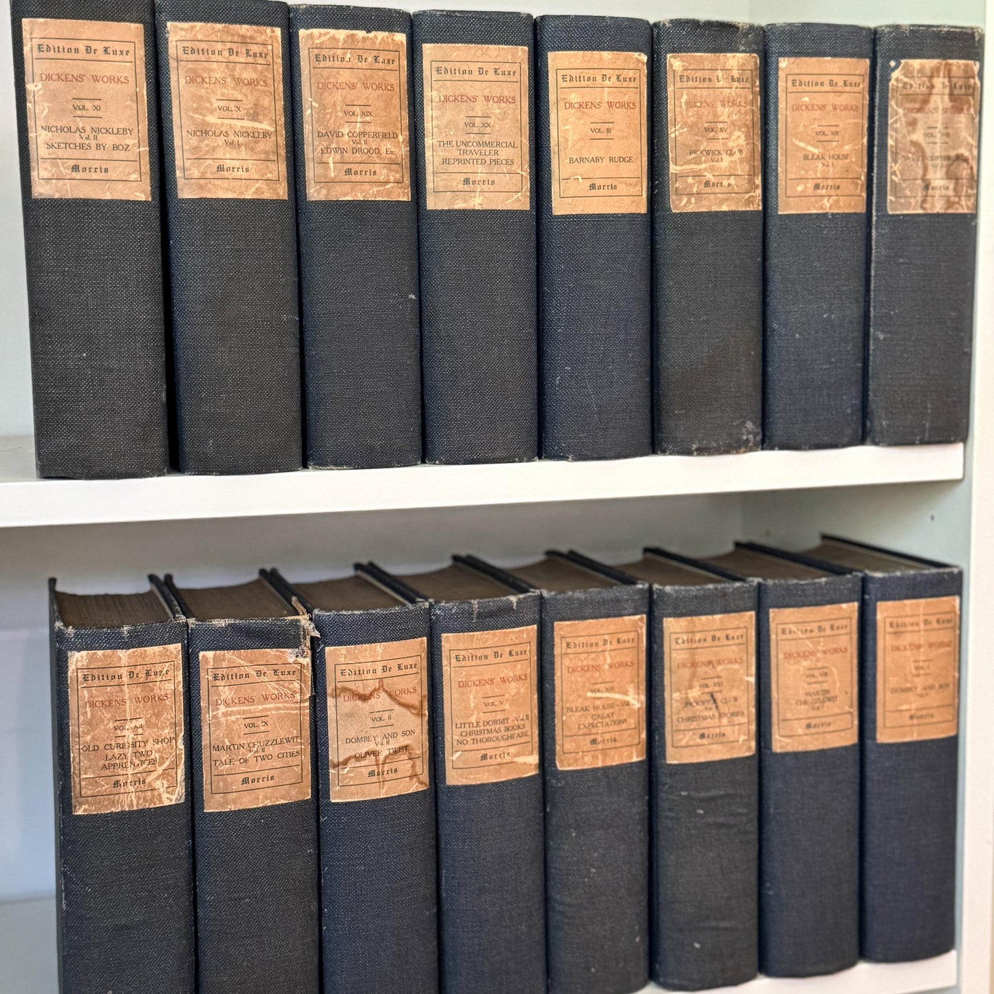 Navy Blue The Works of Charles Dickens Antique Book Set, International Book Company