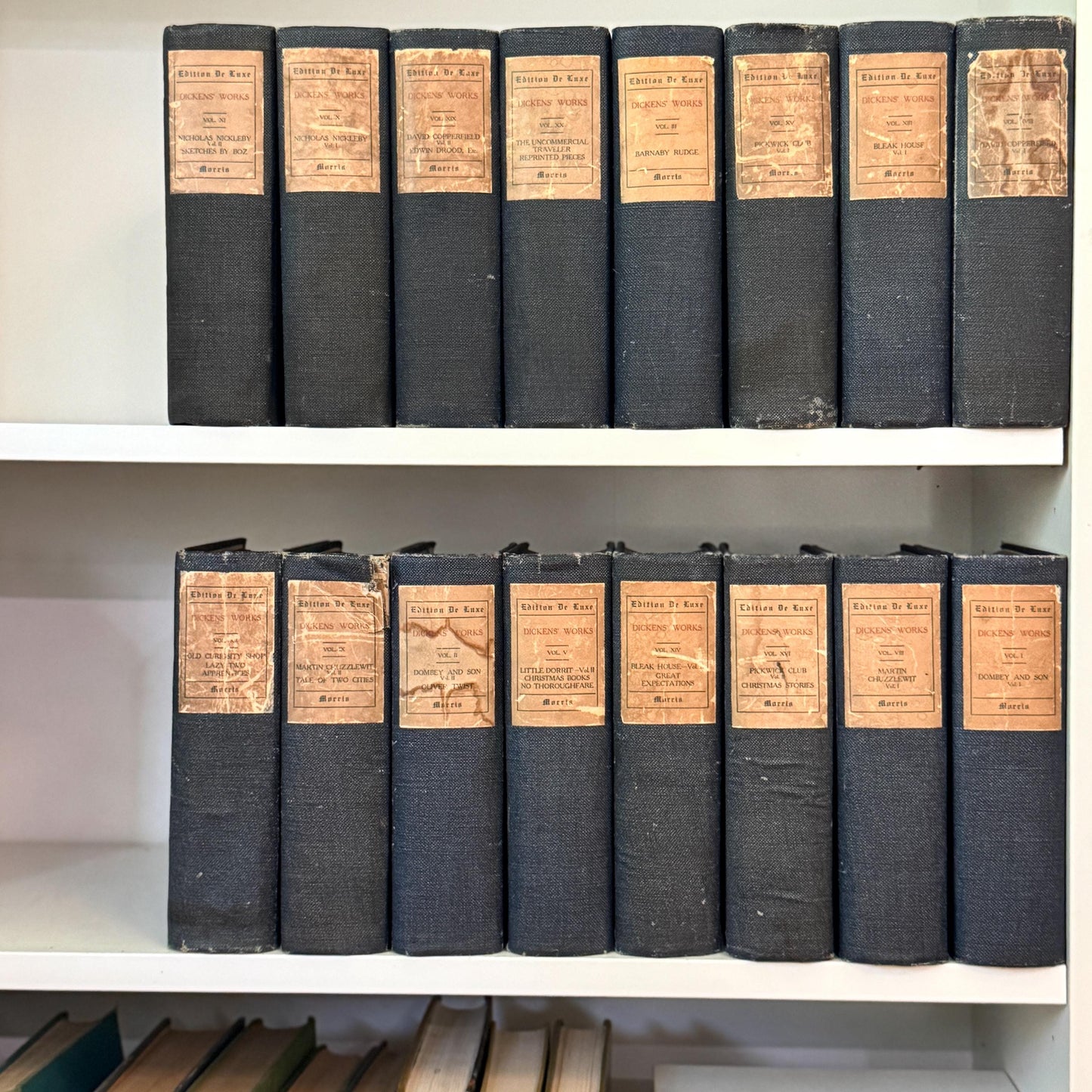 Navy Blue The Works of Charles Dickens Antique Book Set, International Book Company