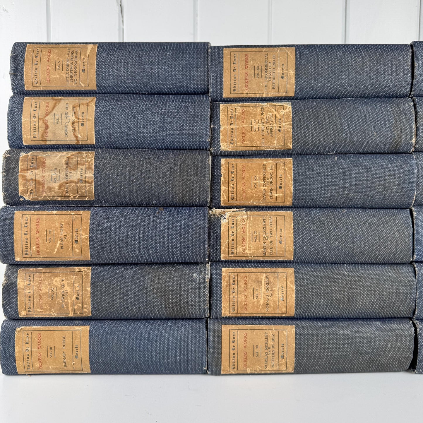 Navy Blue The Works of Charles Dickens Antique Book Set, International Book Company