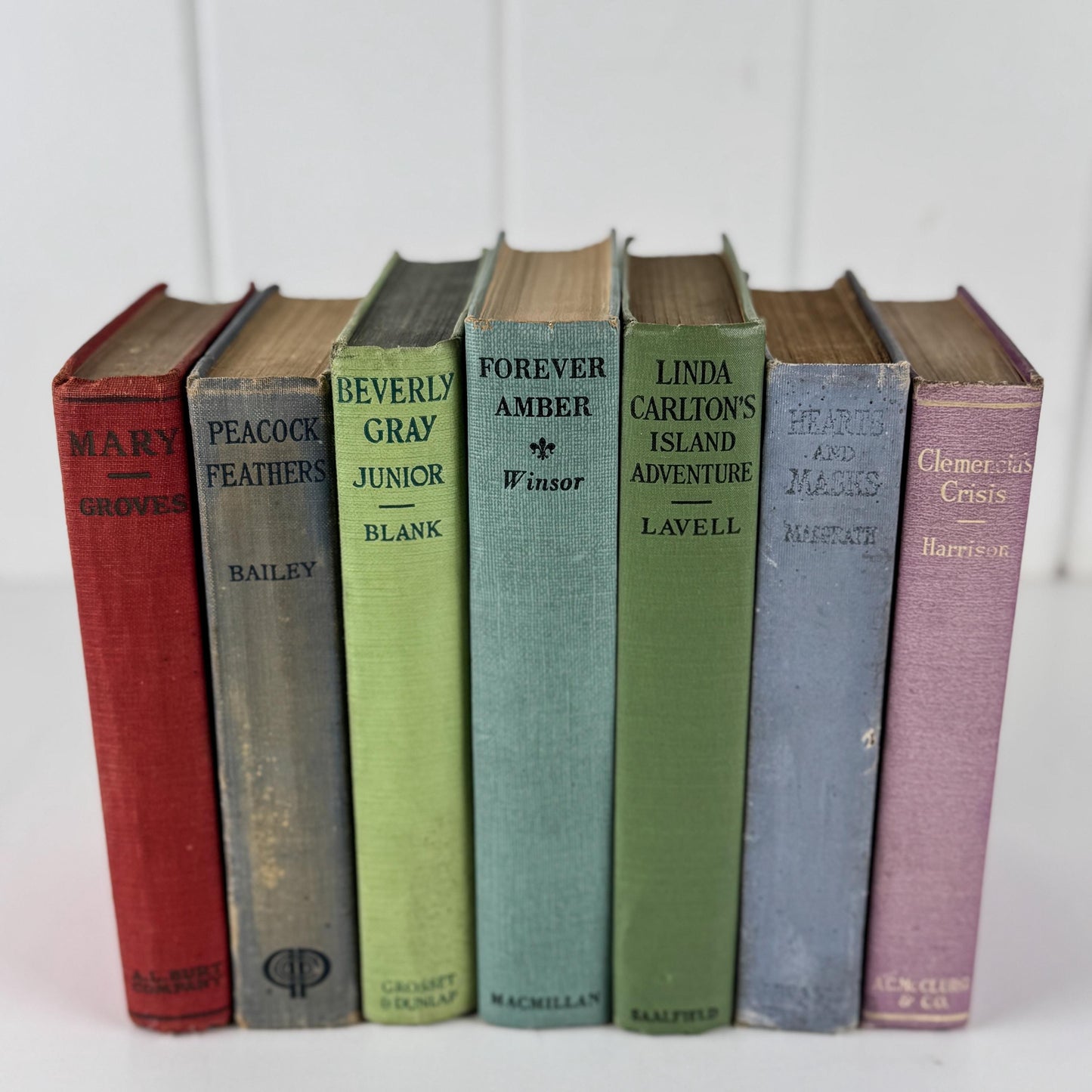 Antique Colorful Pastel Romance Book Bundle for Shelf Styling