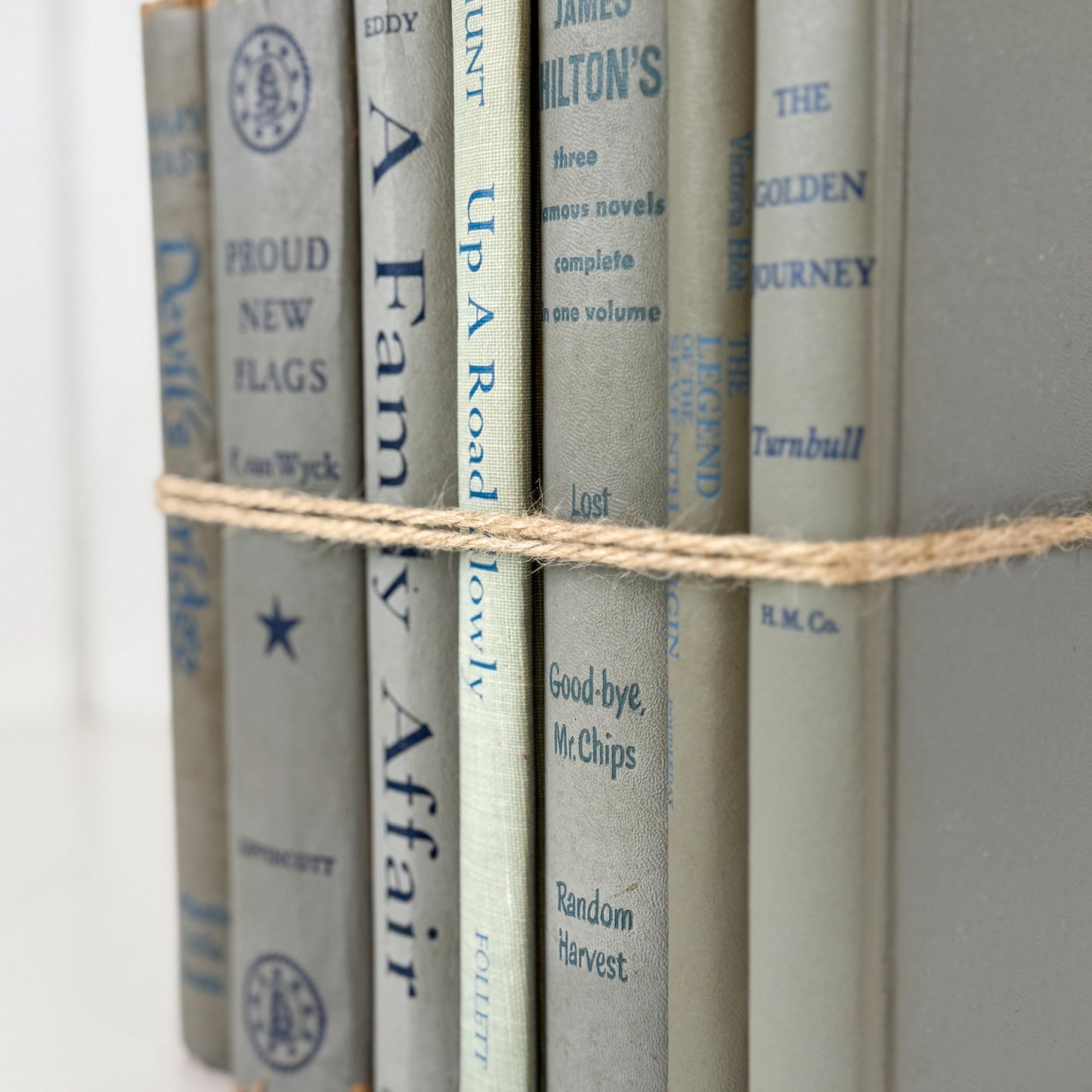 Vintage Gray Book Set for Mid-Century Modern Shelf Styling