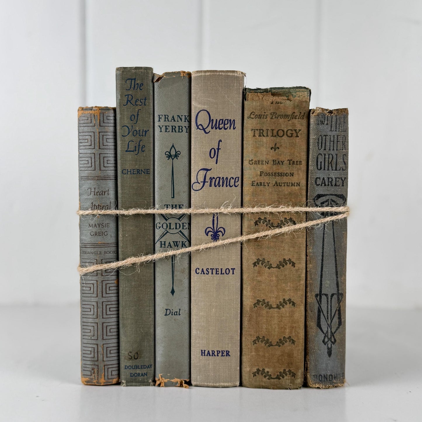 Vintage Blue Gray Book Bundle for Shelf Styling and Home Decor