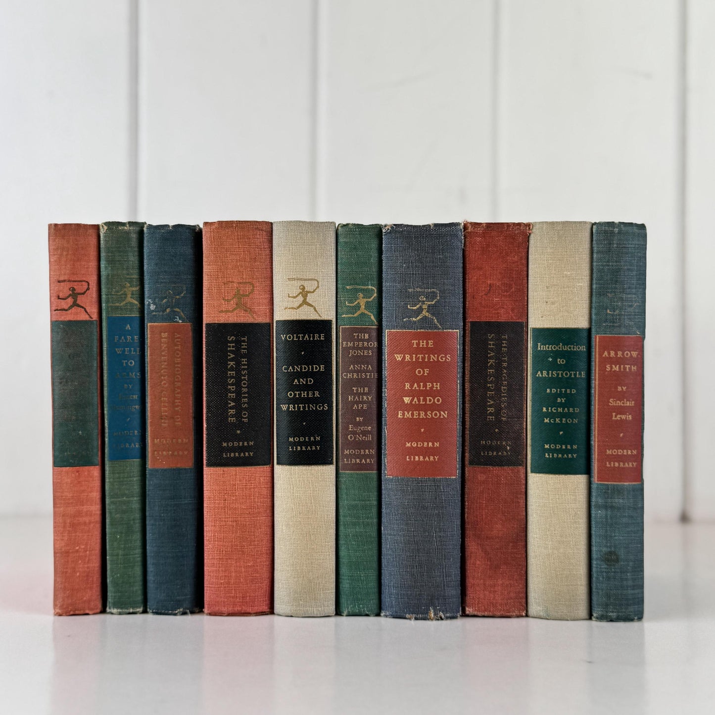 Vintage Modern Library Classics in Red, Blue & Green for Shelf Styling and Literary Collectors