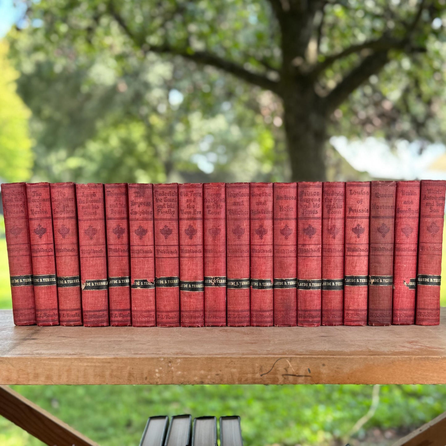 Large Red Antique Book Set, The Historical Romances of Louisa Muhlbach, 1905