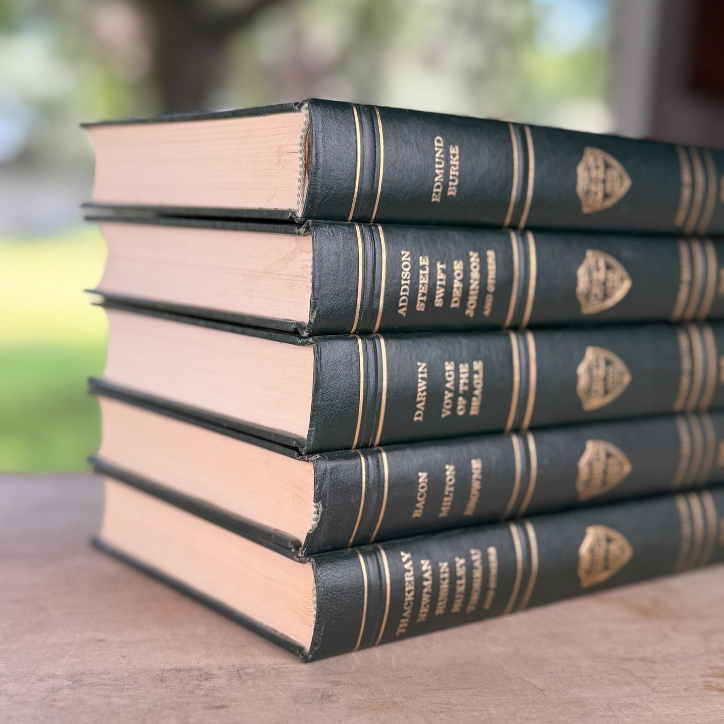 The Harvard Classics, Bookshelf Decor, Green Vintage Decorative Books For Home Decor