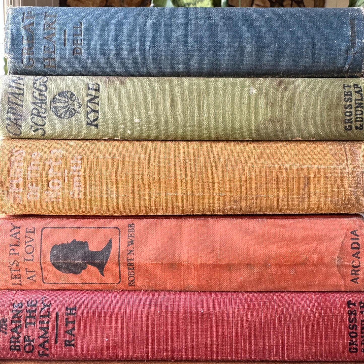 Antique Rainbow Book Set for Shelf Display, Rustic Farmhouse Decor, Rainbow Bookshelf Decor