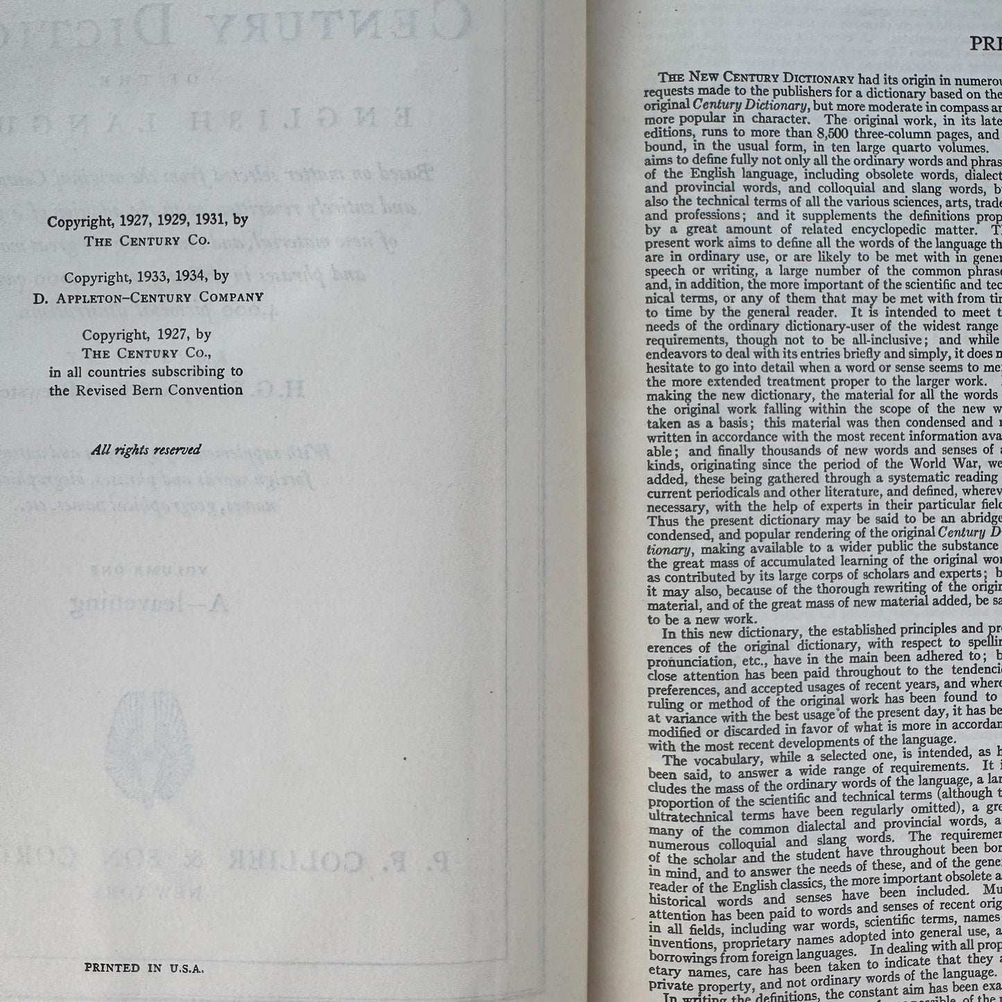 Vintage Oversized Illustrated Blue New Century Dictionary Books 1934
