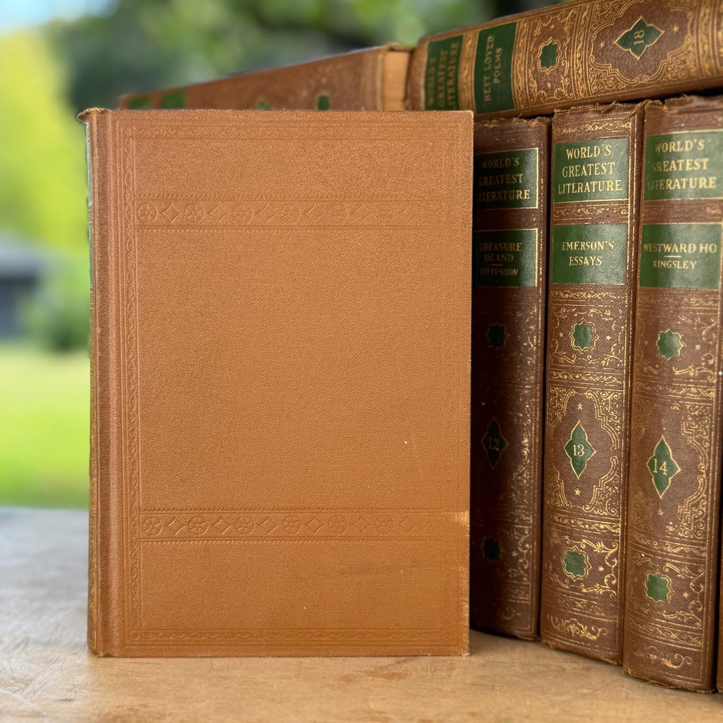 World's Greatest Literature Brown, Gold, Green Vintage Book Set for Styling