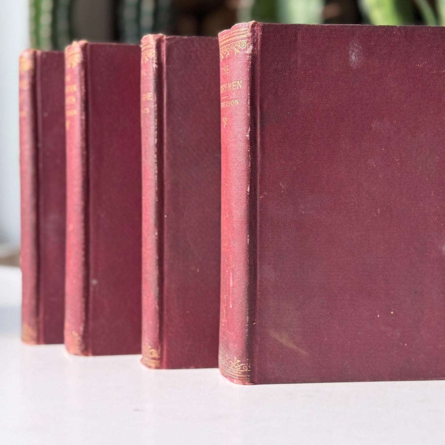 Robert Louis Stevenson Book Set of Four Antique Red Hardcovers
