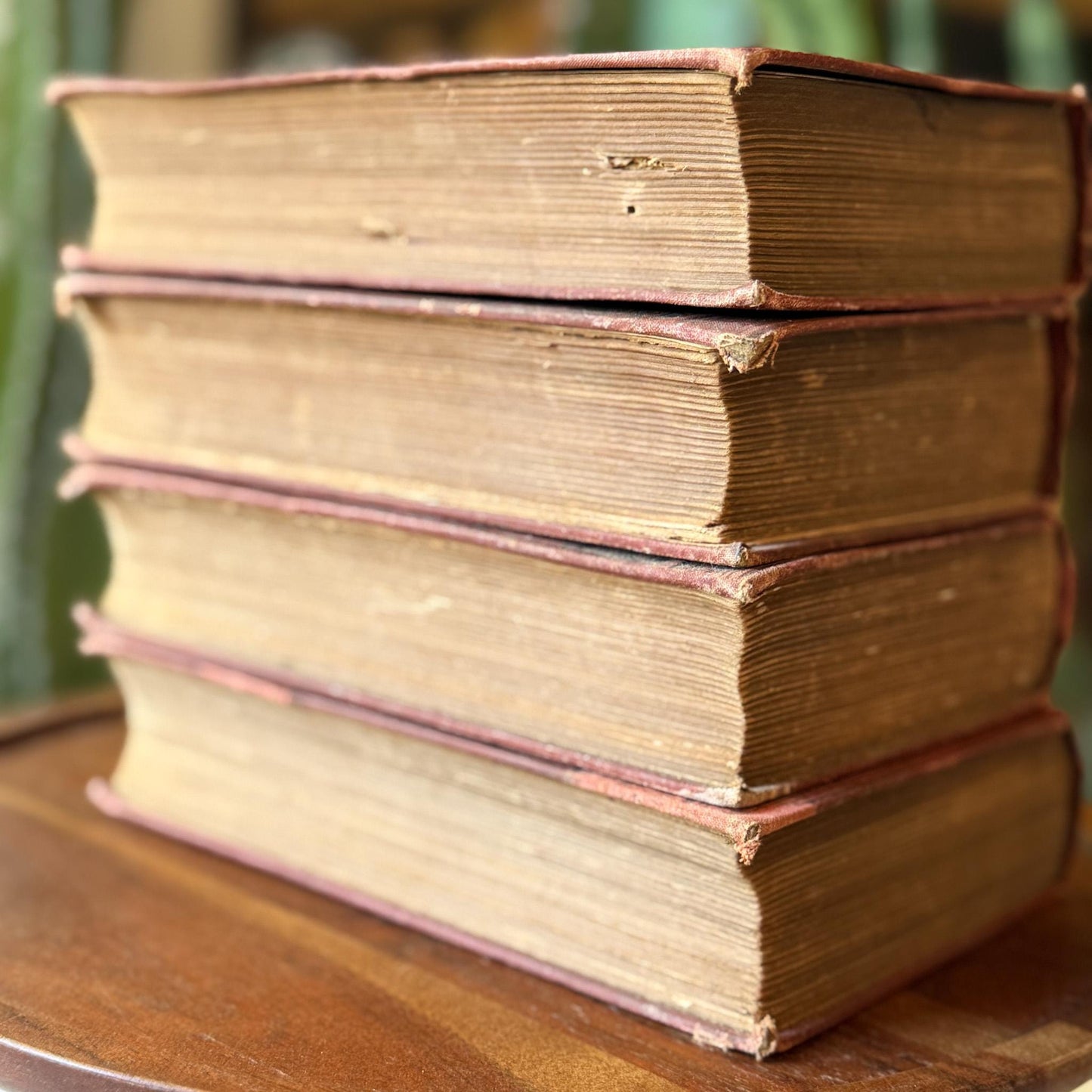 Antique Red Charles Dickens Book Set for Decor and Book Shelf Styling