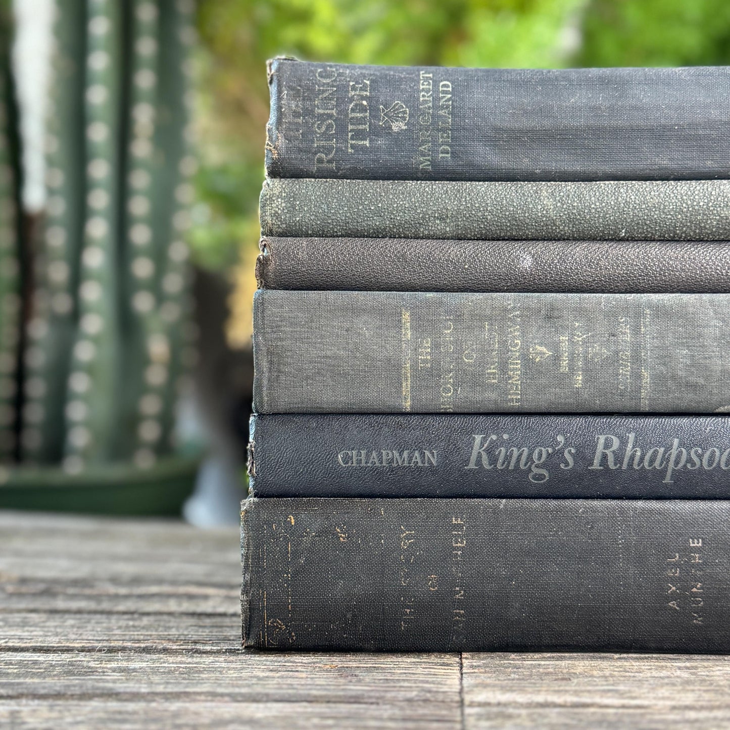 Vintage Faded Shabby Charcoal Black Books for Decor