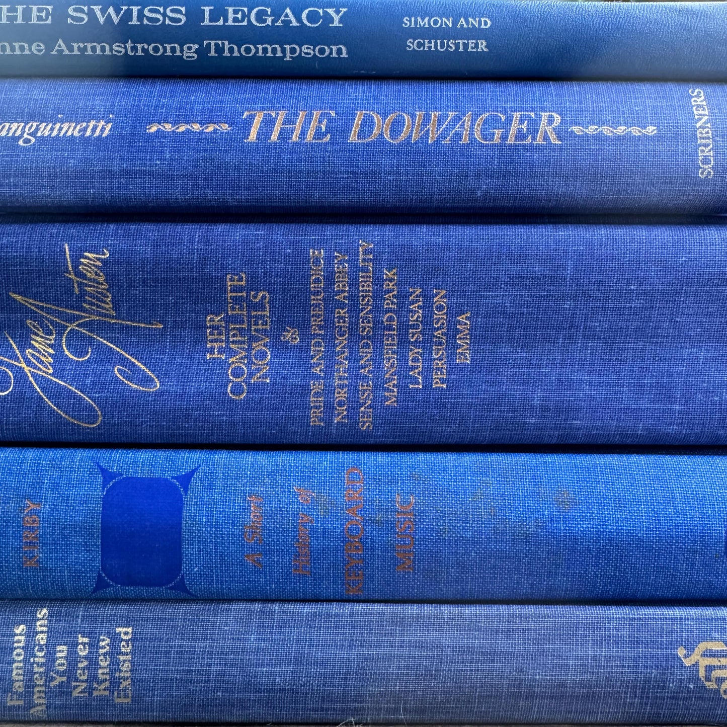 Vintage Indigo and Royal Blue Book Set for Bold Shelf Styling