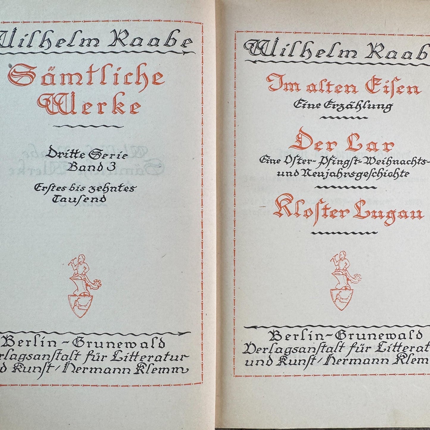 6-Volume Set of Antique German Gray Cloth Hardcovers