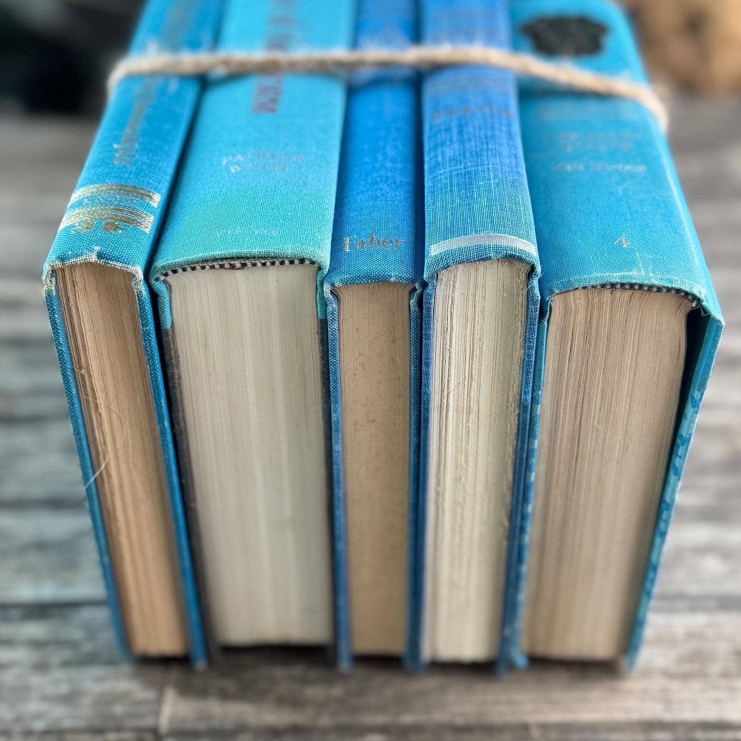 Turquoise and Teal Blue Mid Century Book Set for Bookshelf Decor
