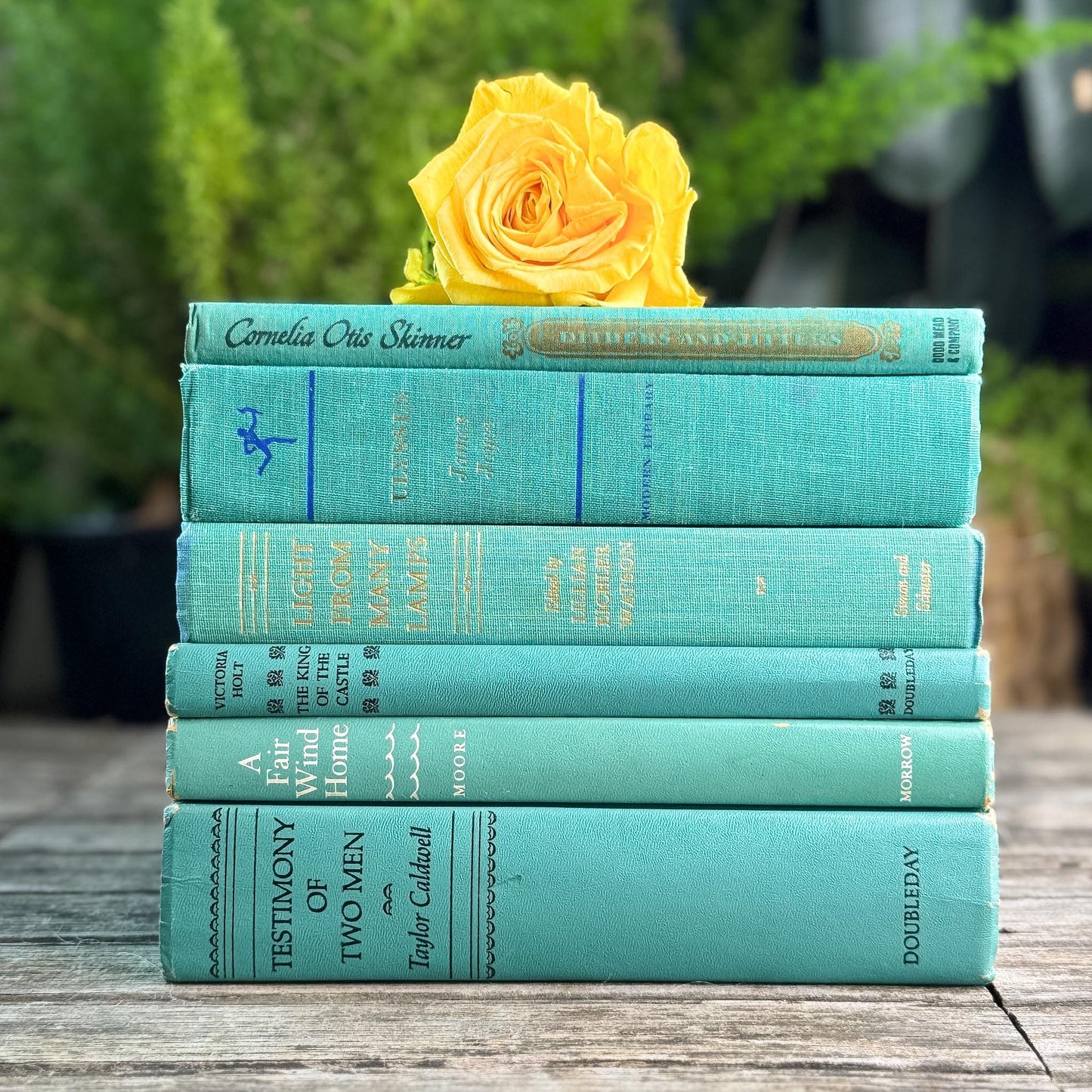 Vintage Teal and Seafoam Green Book Bundle for Coastal Shelf Styling