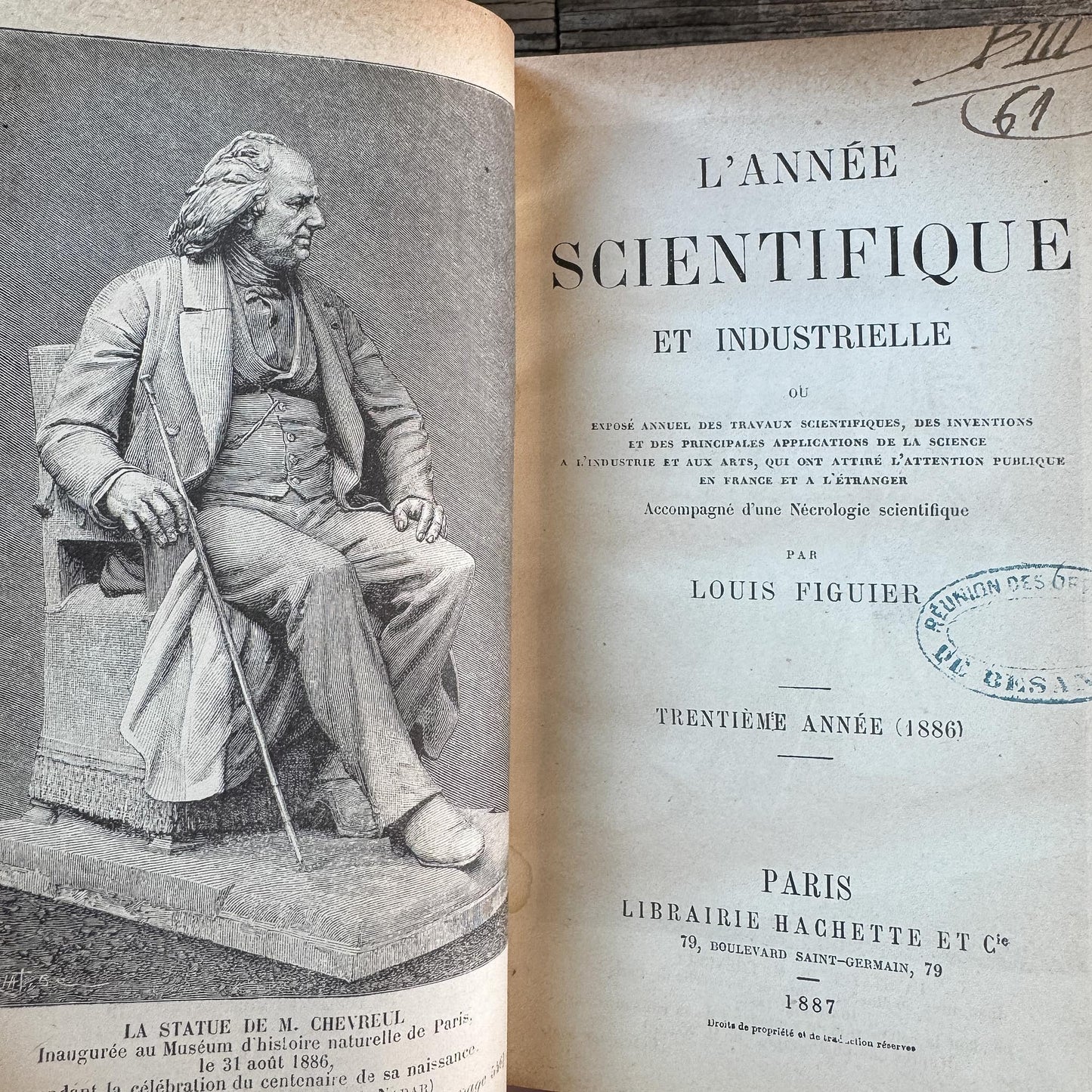 Antique French Book Set of L'Année Scientifique et Industrielle by Louis Figuier, 7 Volumes
