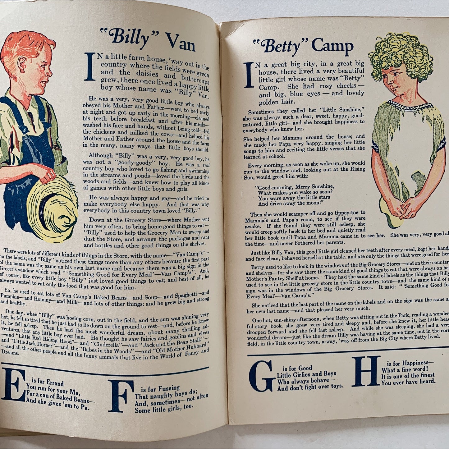 The Adventures of Billy and Betty, 1923 Van Camp's Story Book
