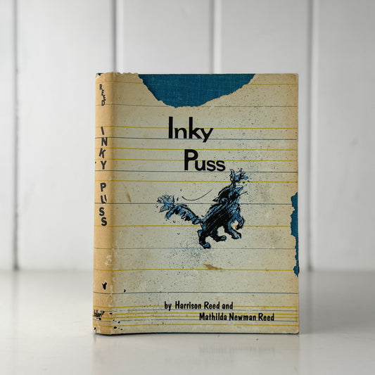 Inky Puss, 1962, Harrison and Mathilda Reed, Children's Cat Story - Pretty Old Books