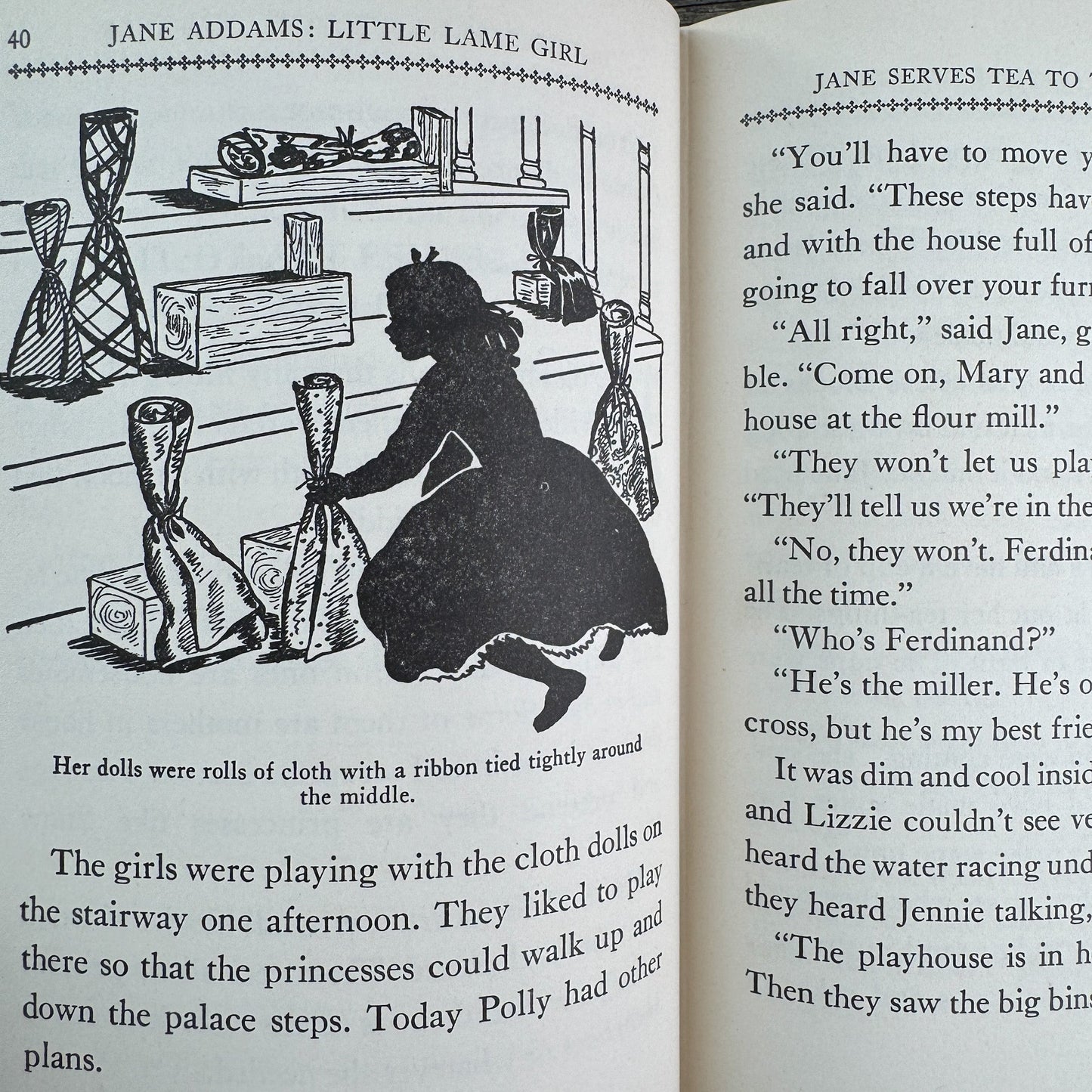 Jane Addams: Little Lame Girl, Childhood of Famous Americans, 1944, Hardcover - Pretty Old Books