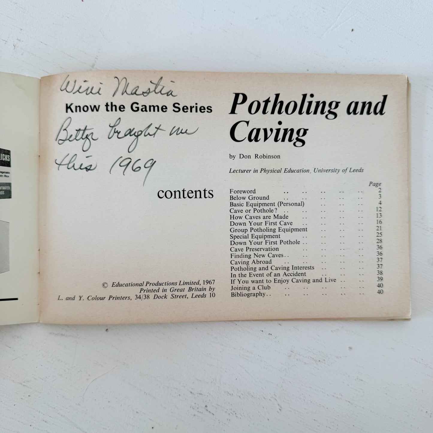 Know the Game - Potholing & Caving, 1967 U.K. How - To Book - Pretty Old Books