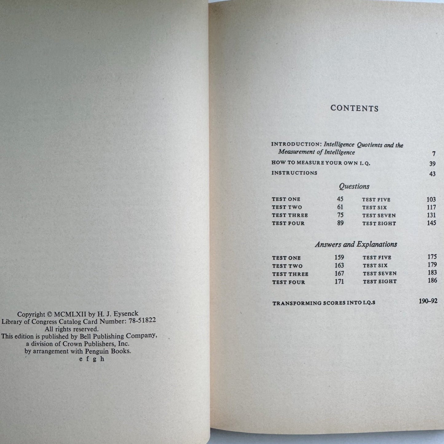 Know Your Own I.Q., 1962 IQ Testing Question Hardcover - Pretty Old Books