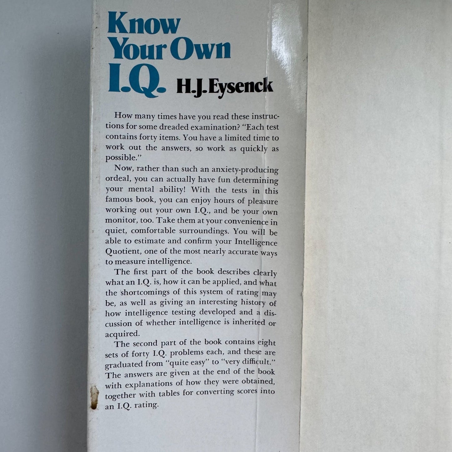Know Your Own I.Q., 1962 IQ Testing Question Hardcover - Pretty Old Books
