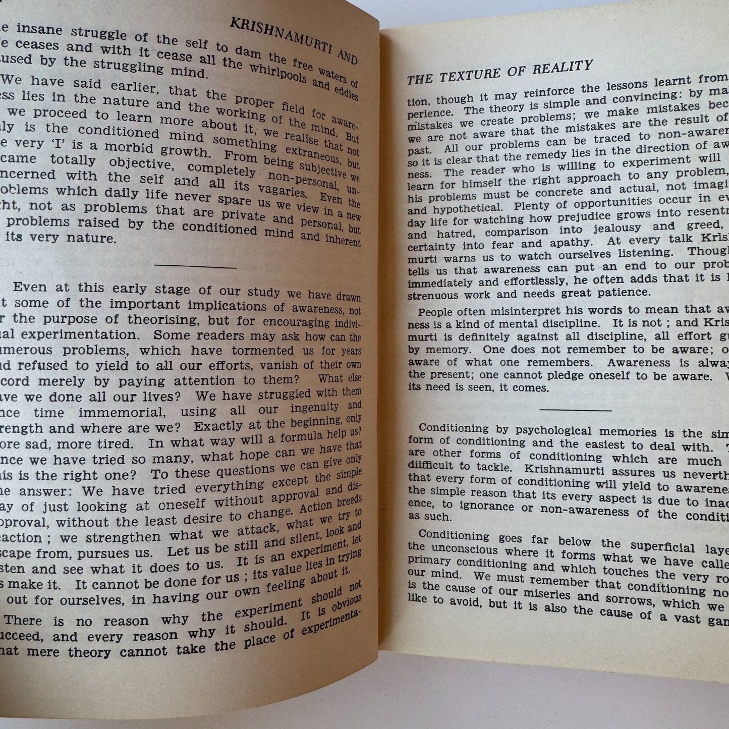Krishnamurti and the Texture of Reality, A.D. Dhopeshwarkar, 1973 Hardcover Indian Export Edition - Pretty Old Books
