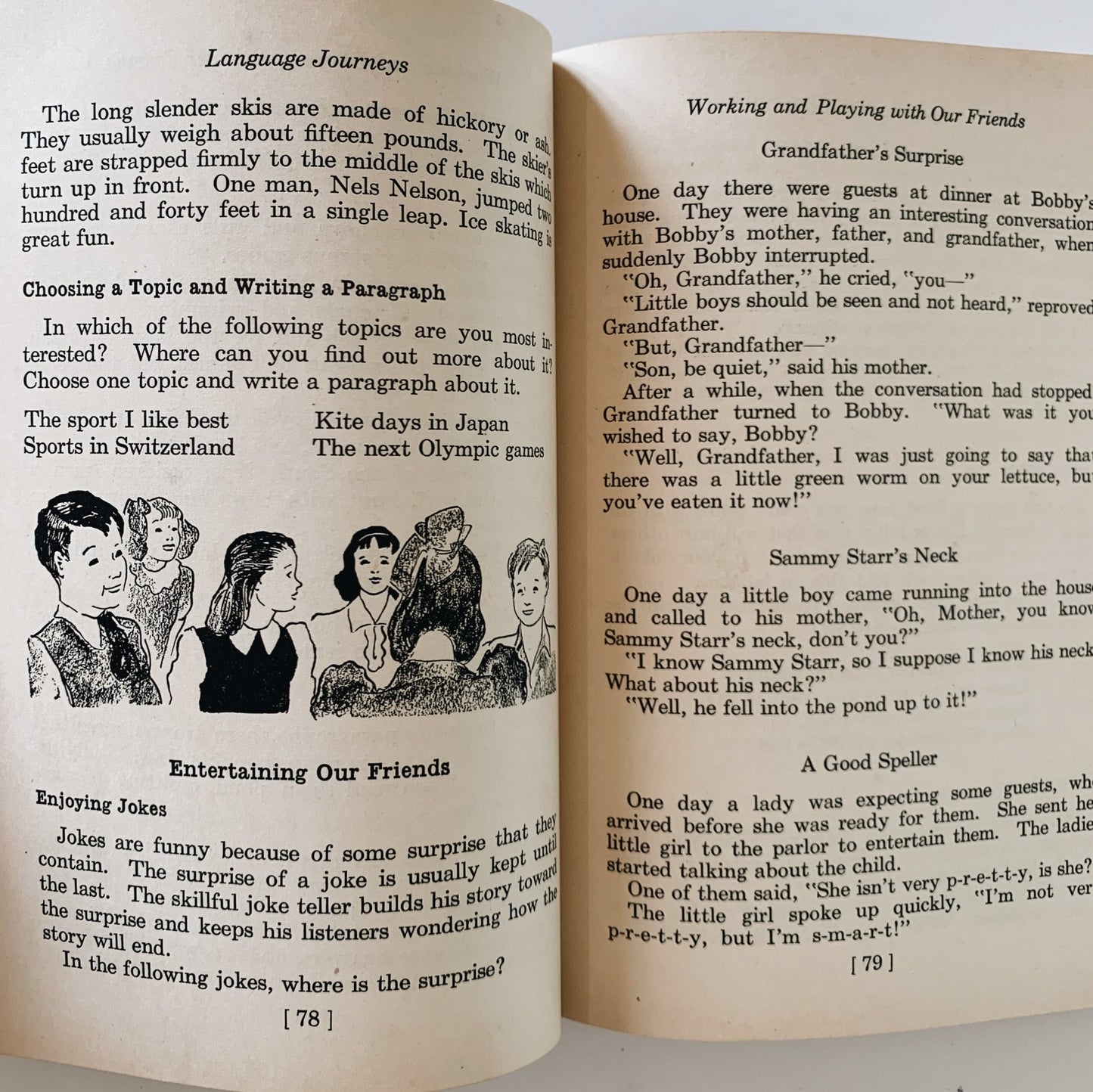 Language Journeys, Wide Roads, 1938 School Book - Pretty Old Books