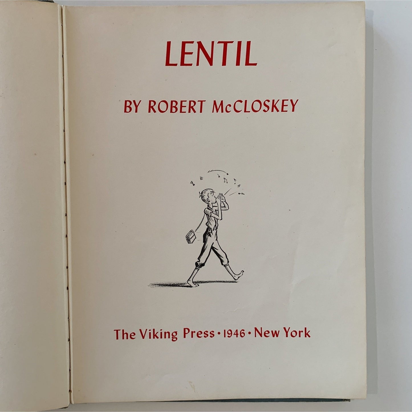 Lentil, 1946, Robert McCloskey, Second Printing, Hardcover - Pretty Old Books
