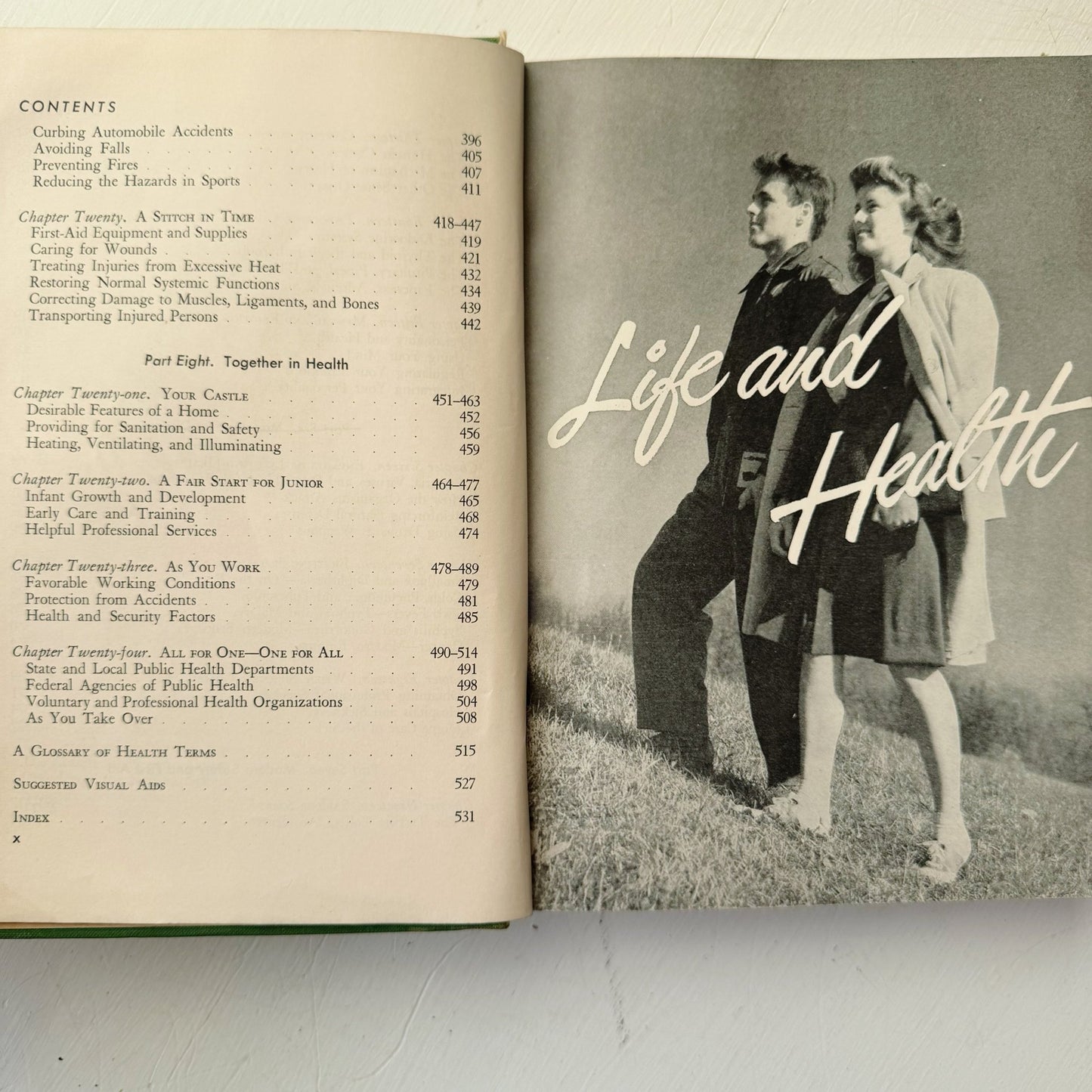 Life and Health, Mid Century 1945 Health Class High School Book - Pretty Old Books
