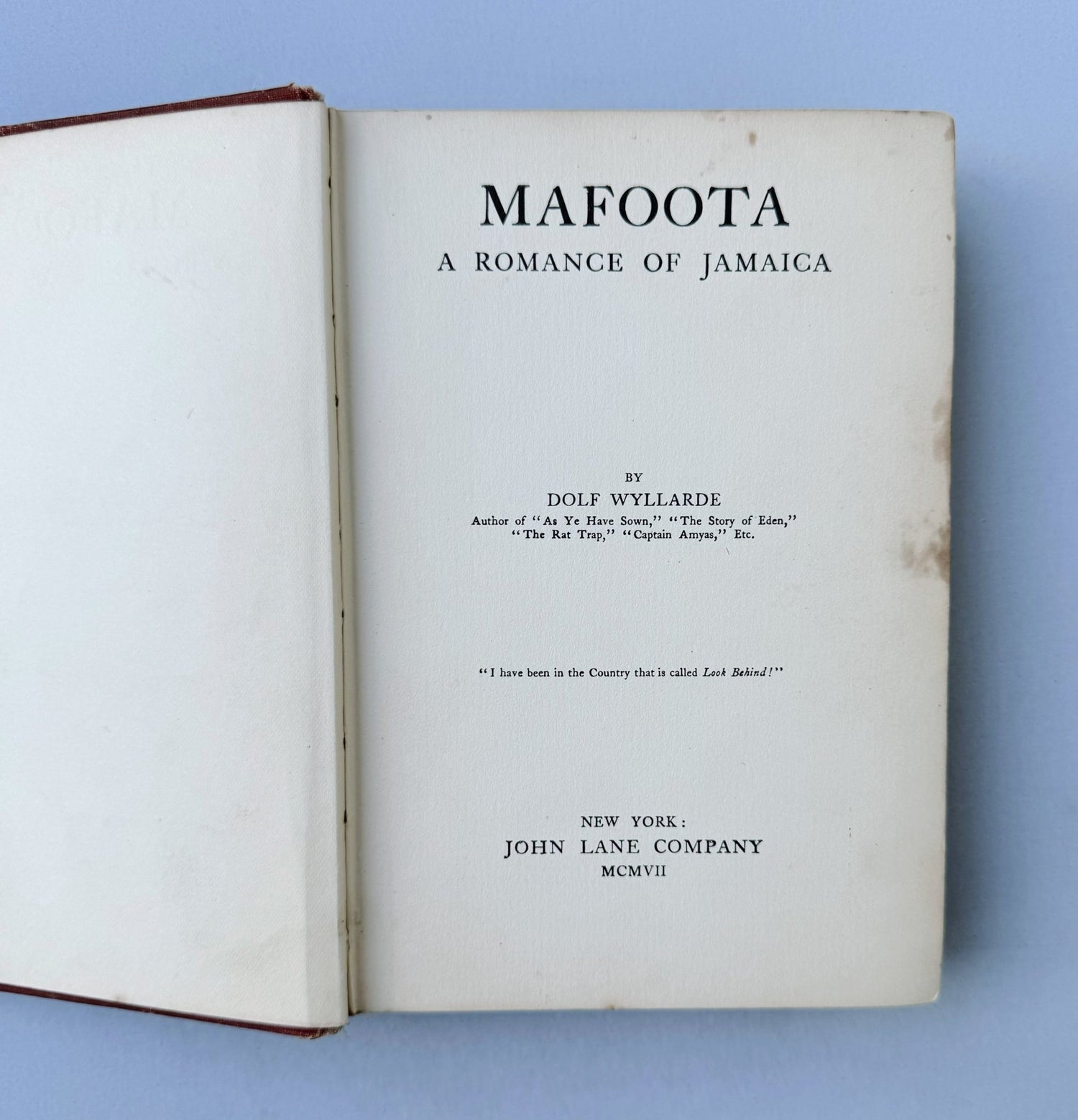 Mafoota - A Romance of Jamaica, Dolf Wyllarde, 1907 - Pretty Old Books