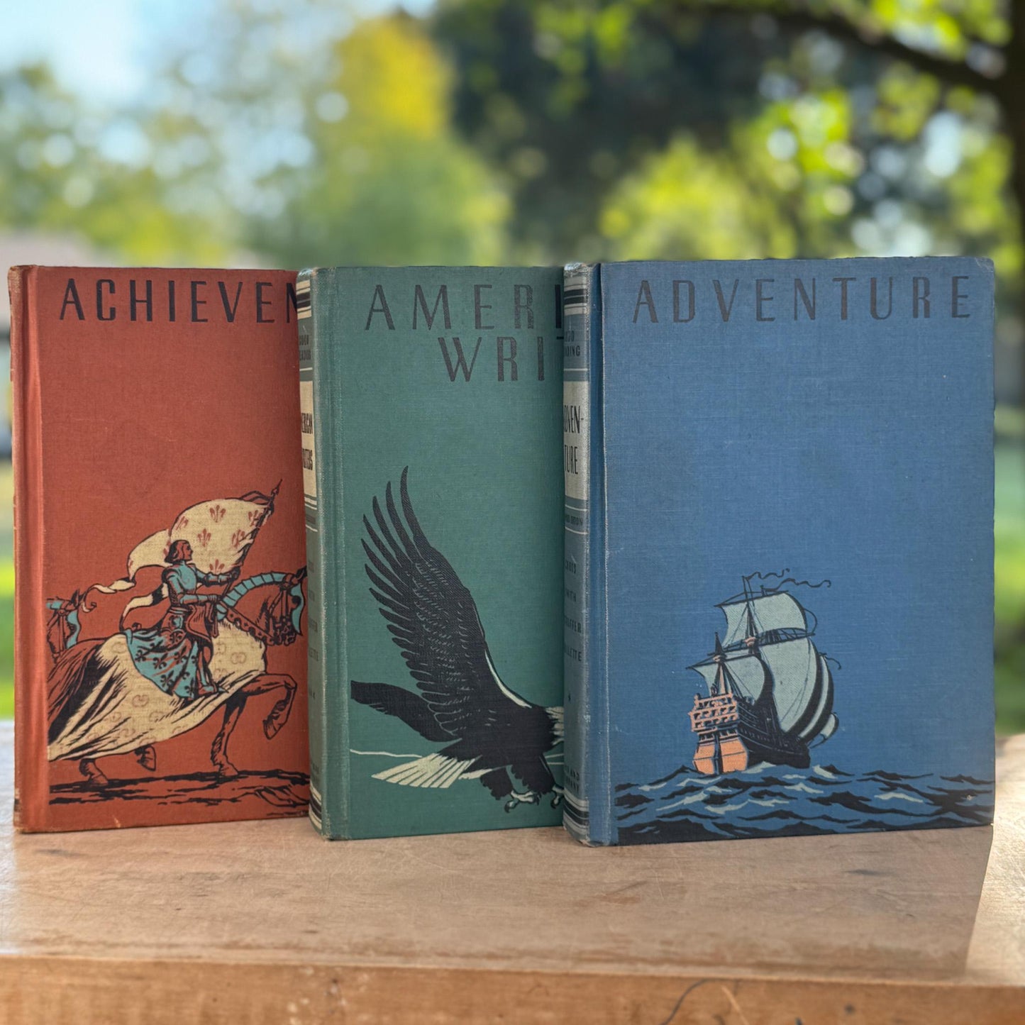 Mid Century Good Reading School Book Bundle: Achievement, Adventure, American Writers - Pretty Old Books