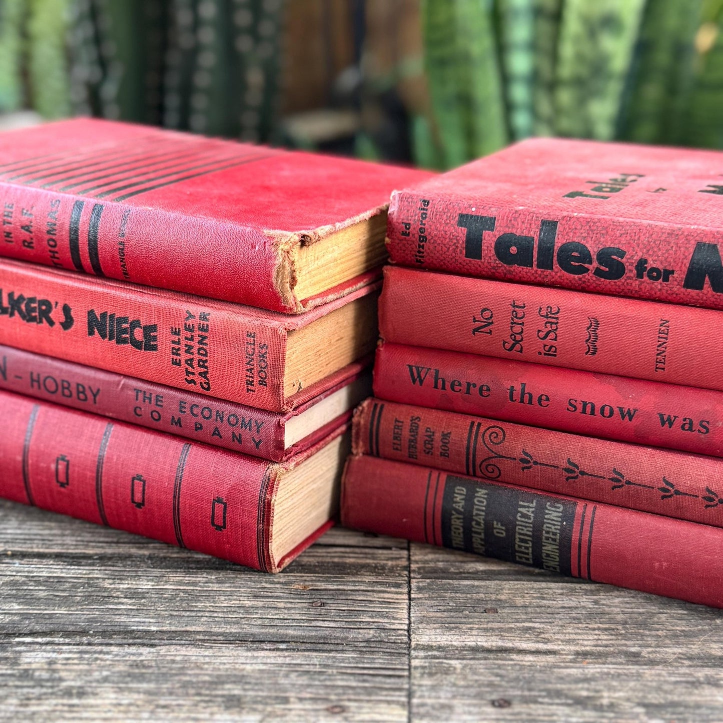Mid-Century Red Black Book Collection for Shelf Styling - Pretty Old Books