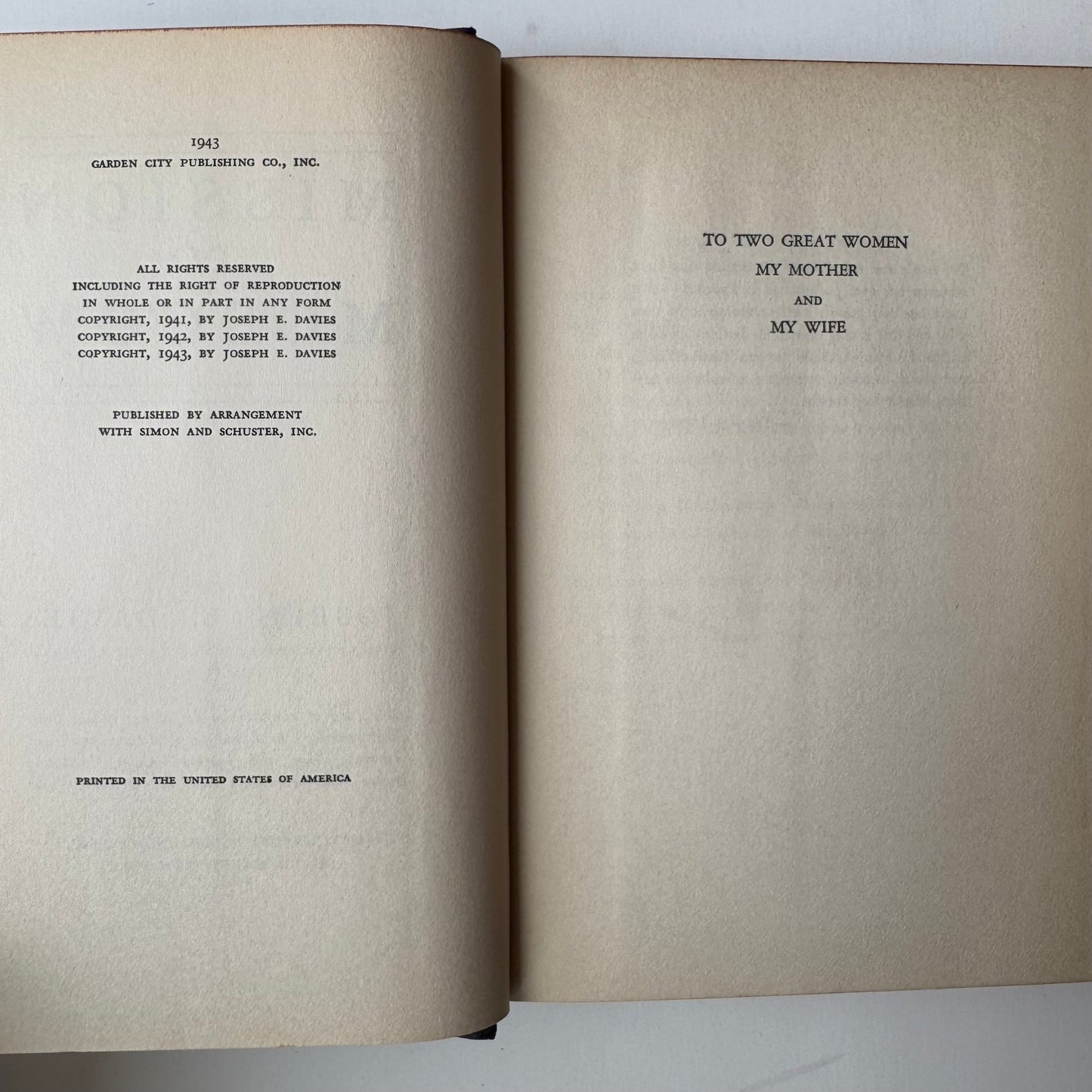 Mission To Moscow, Joseph E. Davies, Basic Books Hardcover Edition, 1943 - Pretty Old Books