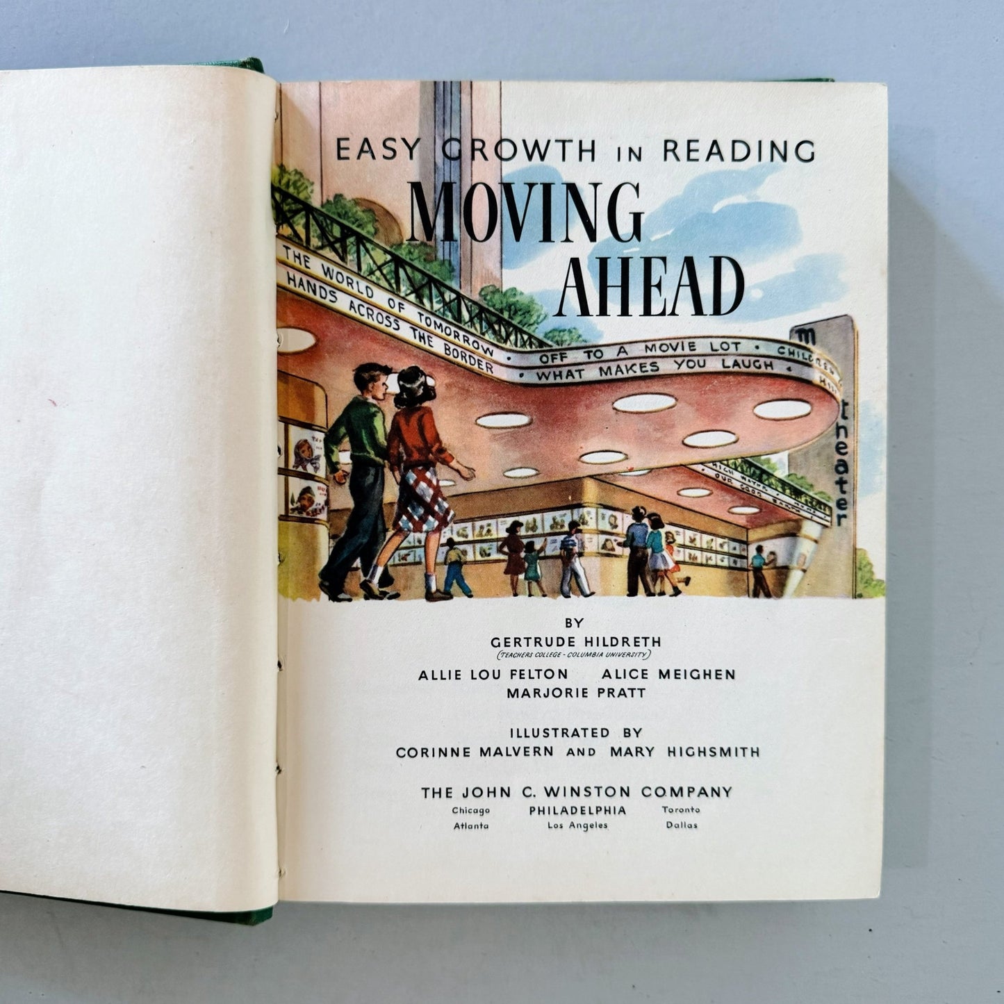Moving Ahead, Vintage Mid - Century 1945 School Book, Easy Growth in Reading Series - Pretty Old Books