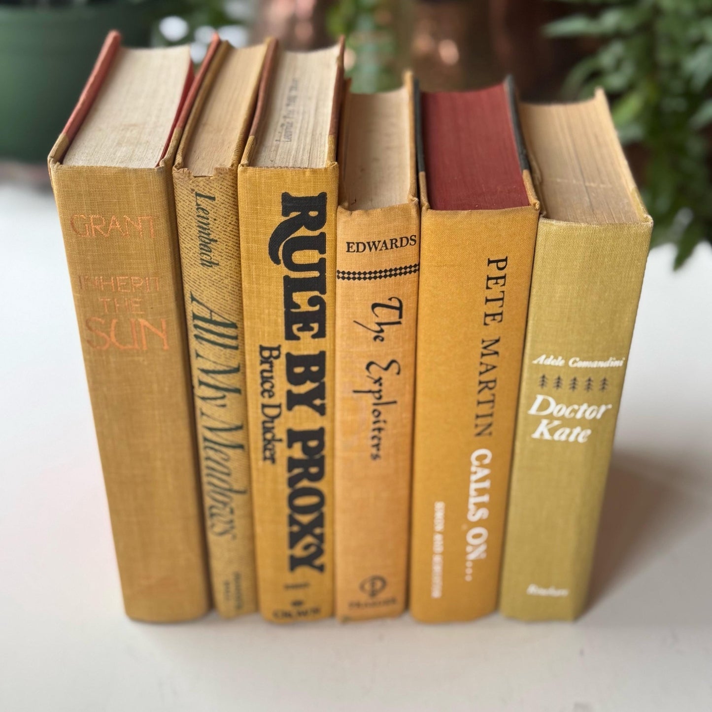 Mustard Yellow Vintage Books for Shelf Styling and Decor - Pretty Old Books