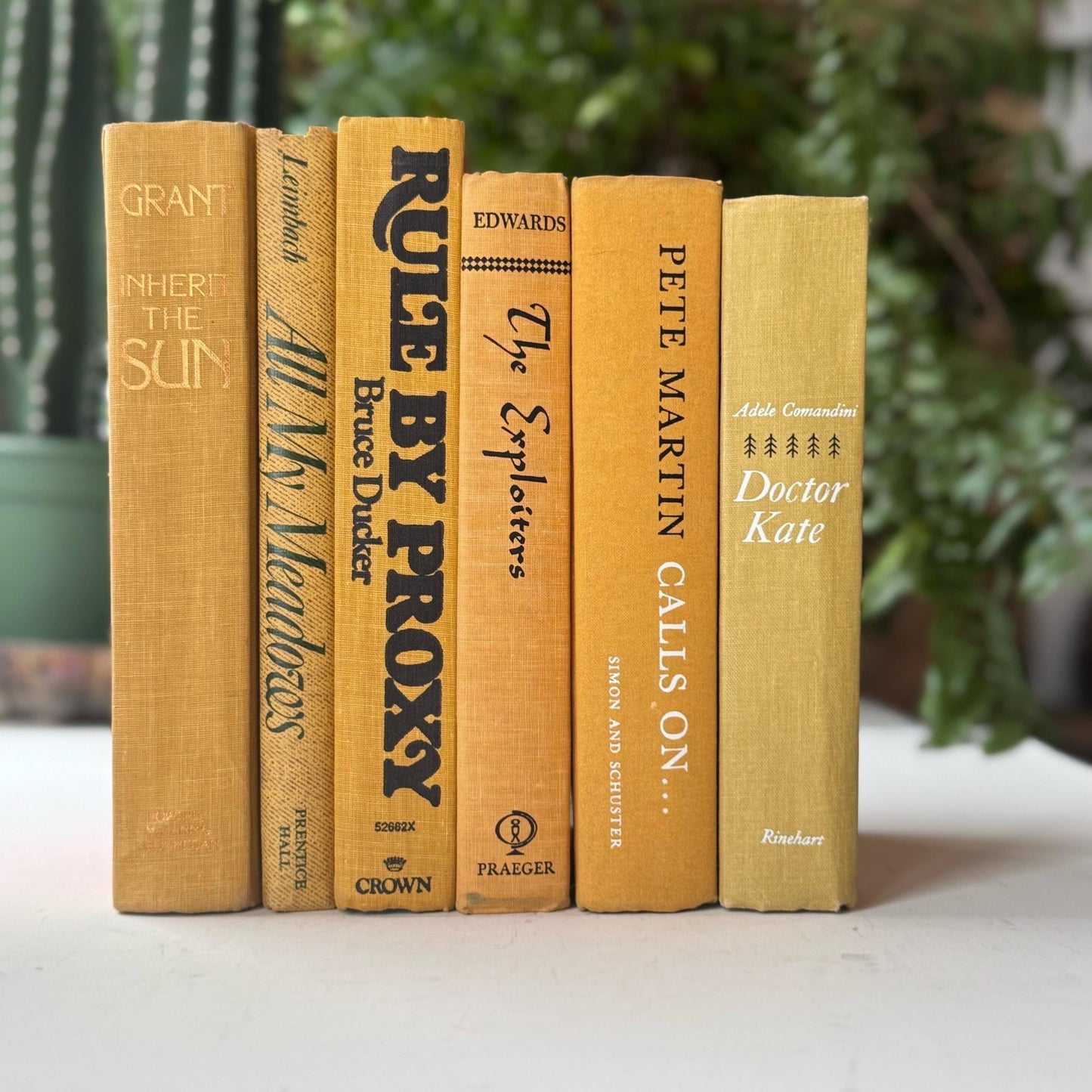 Mustard Yellow Vintage Books for Shelf Styling and Decor - Pretty Old Books