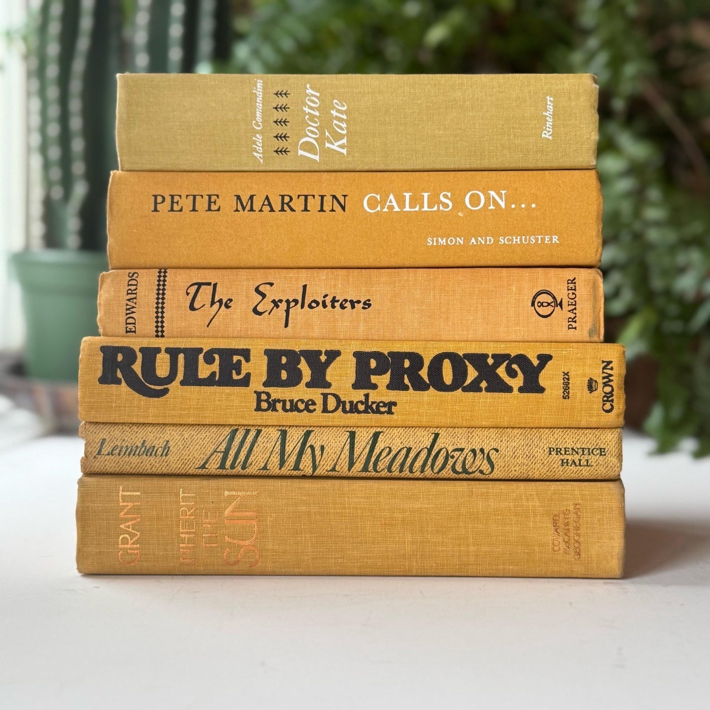 Mustard Yellow Vintage Books for Shelf Styling and Decor - Pretty Old Books