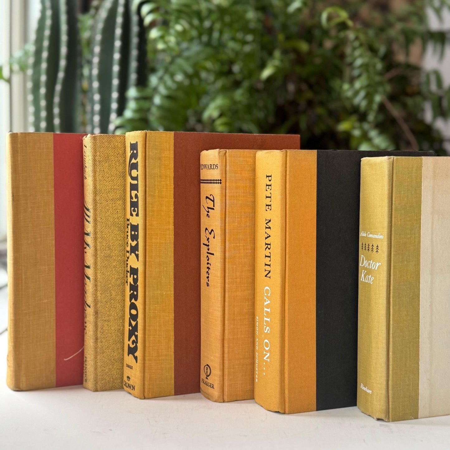Mustard Yellow Vintage Books for Shelf Styling and Decor - Pretty Old Books