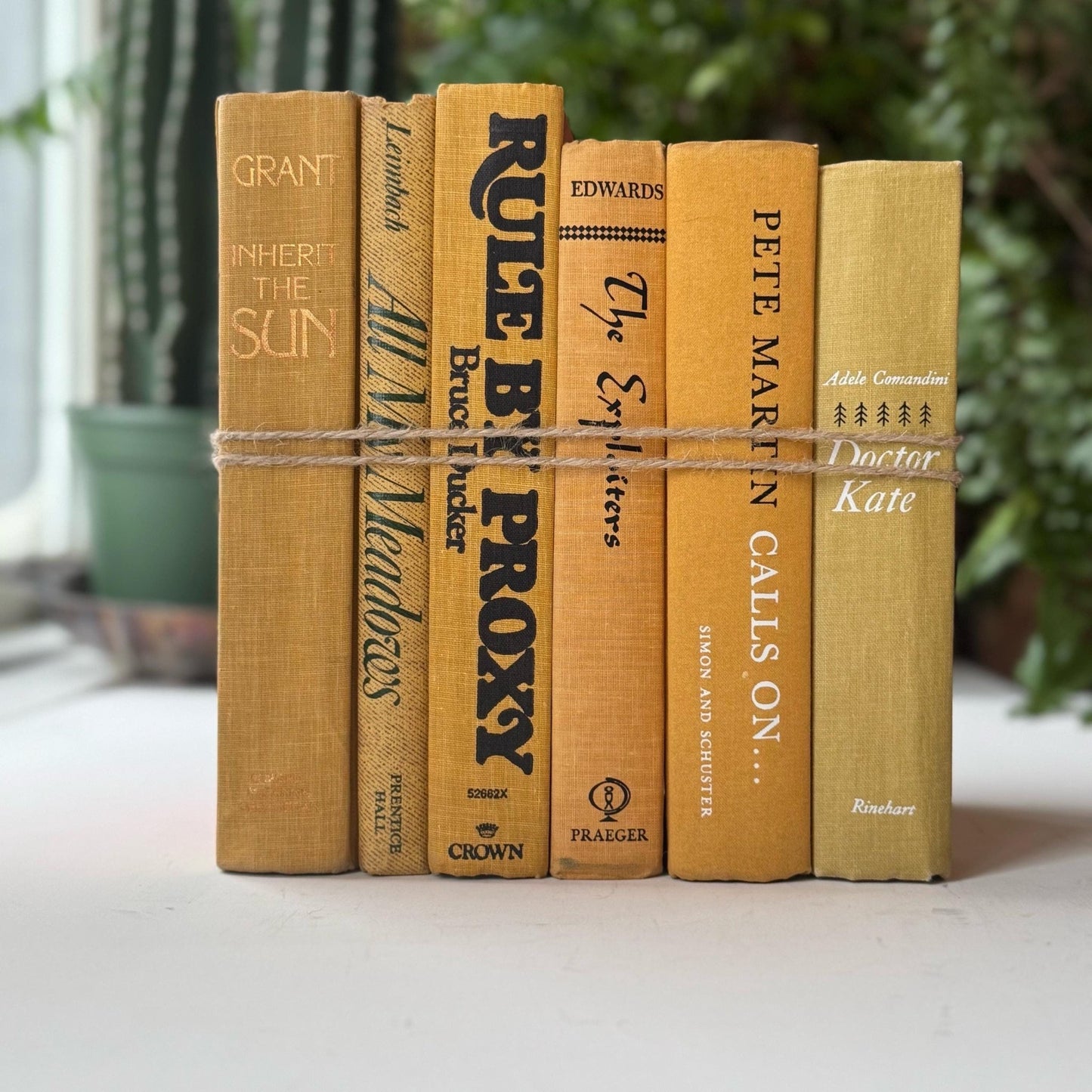 Mustard Yellow Vintage Books for Shelf Styling and Decor - Pretty Old Books
