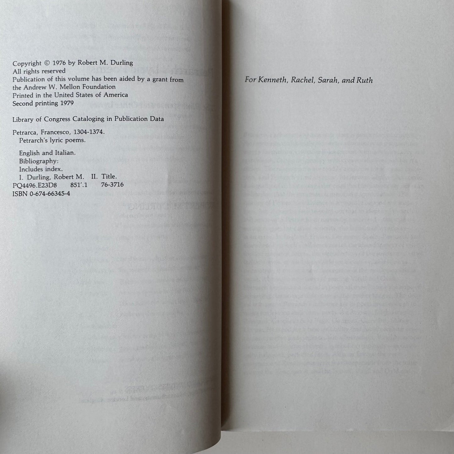 Petrach's Lyric Poems, The Rime sparse and Other Lyrics, Harvard University Press, 1976 - Pretty Old Books