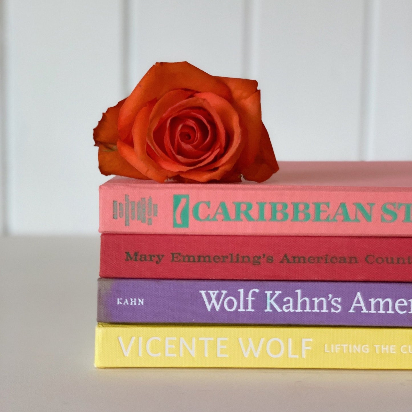 Pink, Purple, and Yellow Vintage Coffee Table Book Set, Books for Design, Feminine Pastel Books - Pretty Old Books
